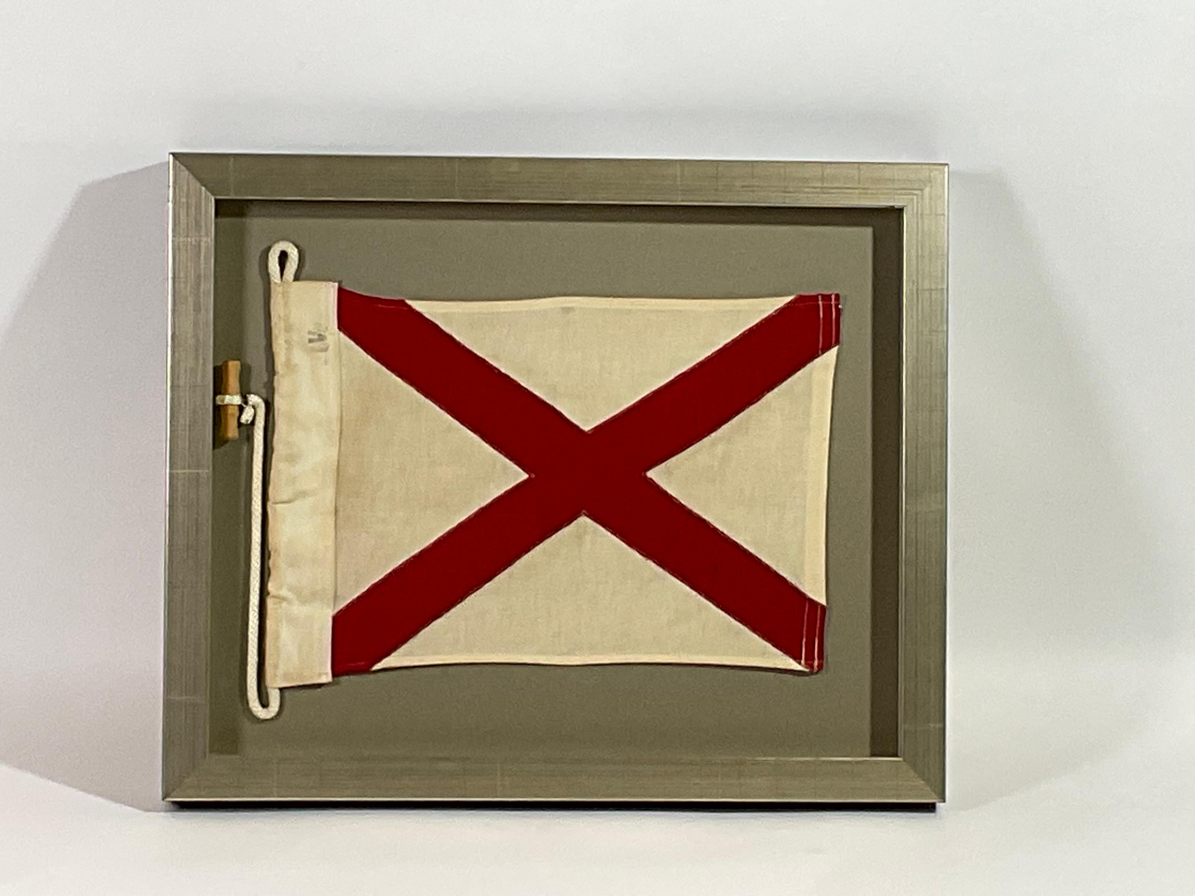 Late 20th Century Vintage Nautical Signal Flag in Frame For Sale