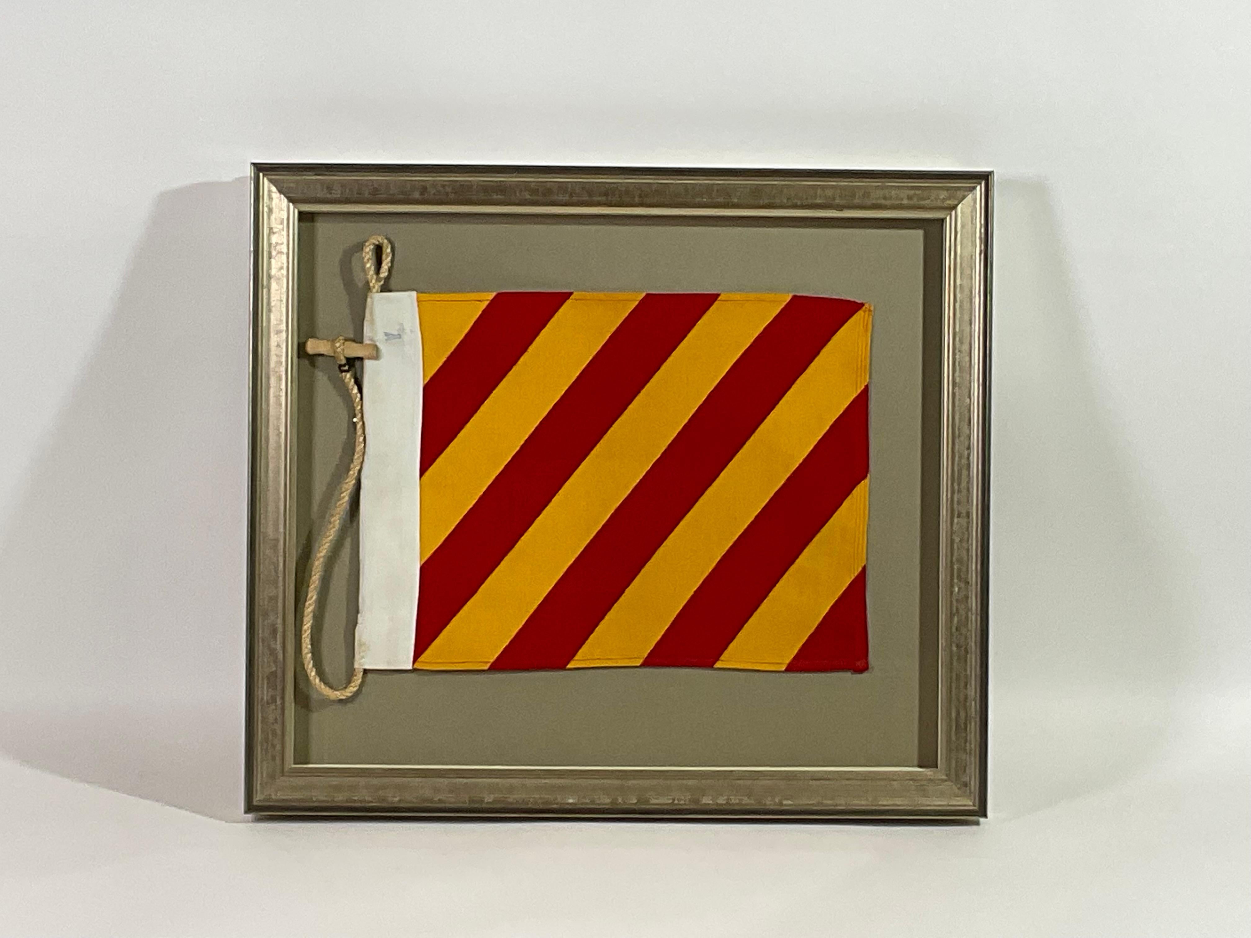 Late 20th Century Vintage Nautical Signal Flag in Frame