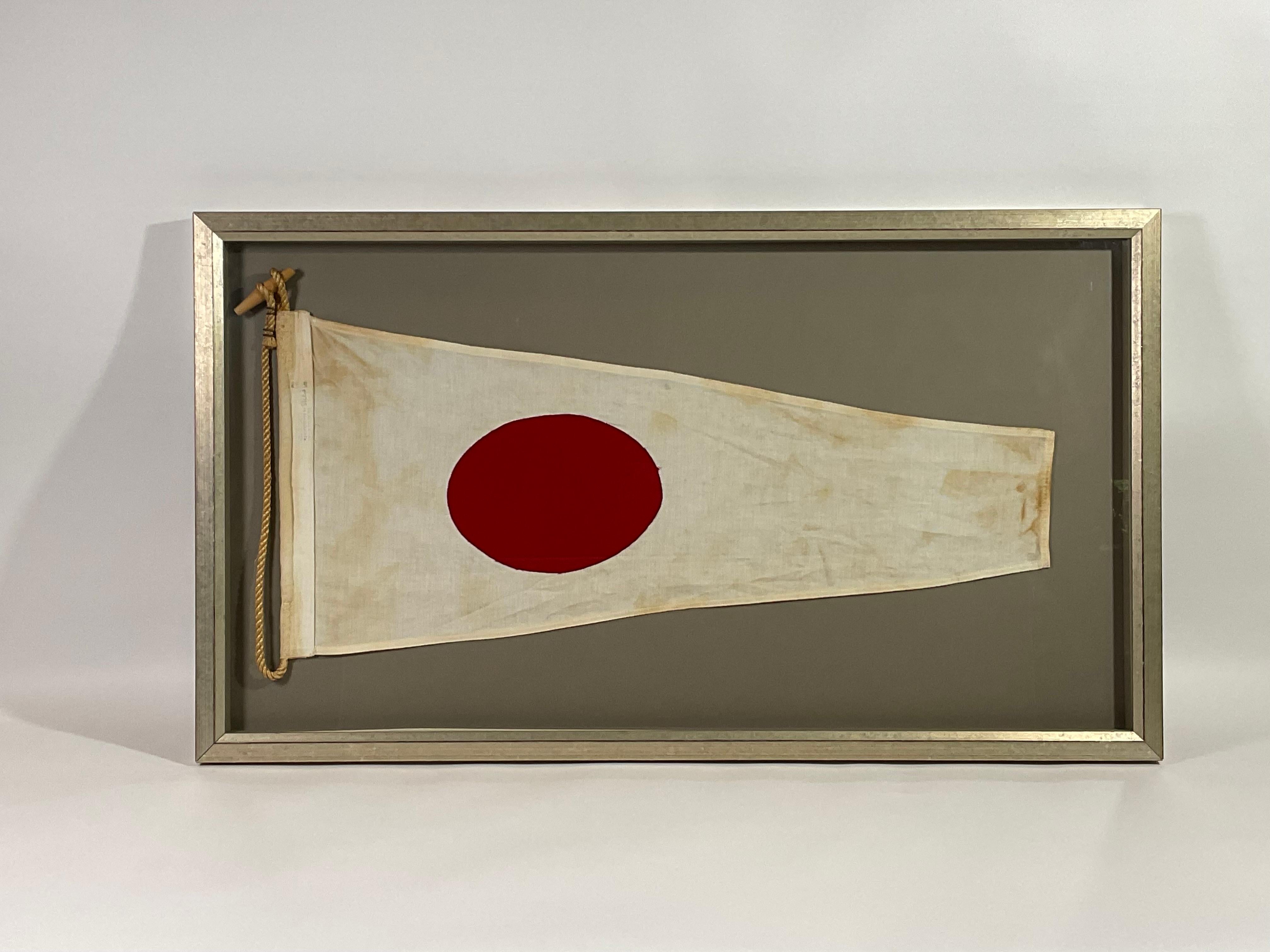 Mid-20th Century Vintage Nautical Signal Flag in Frame