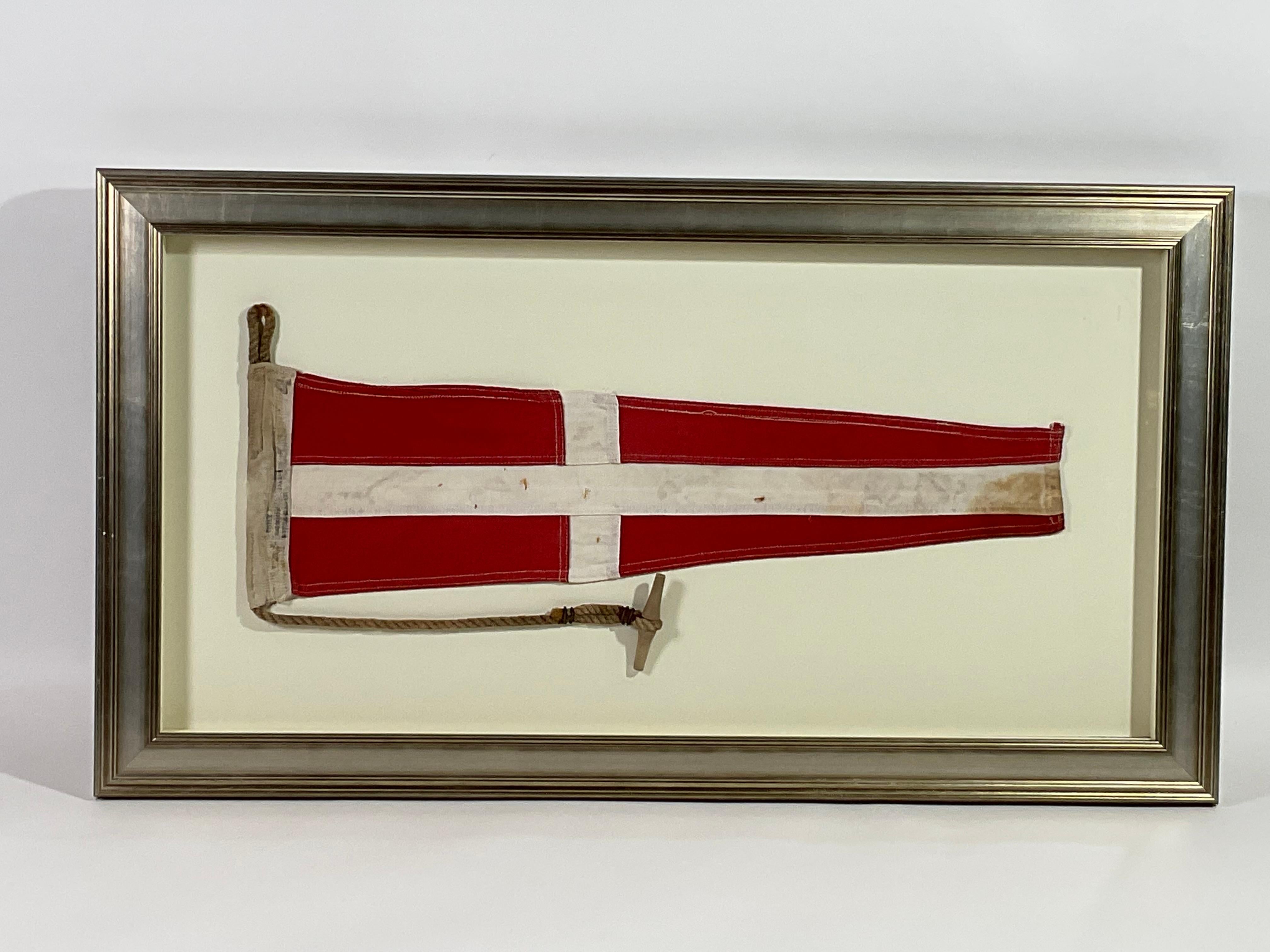 North American Vintage Nautical Signal Flag in Frame For Sale