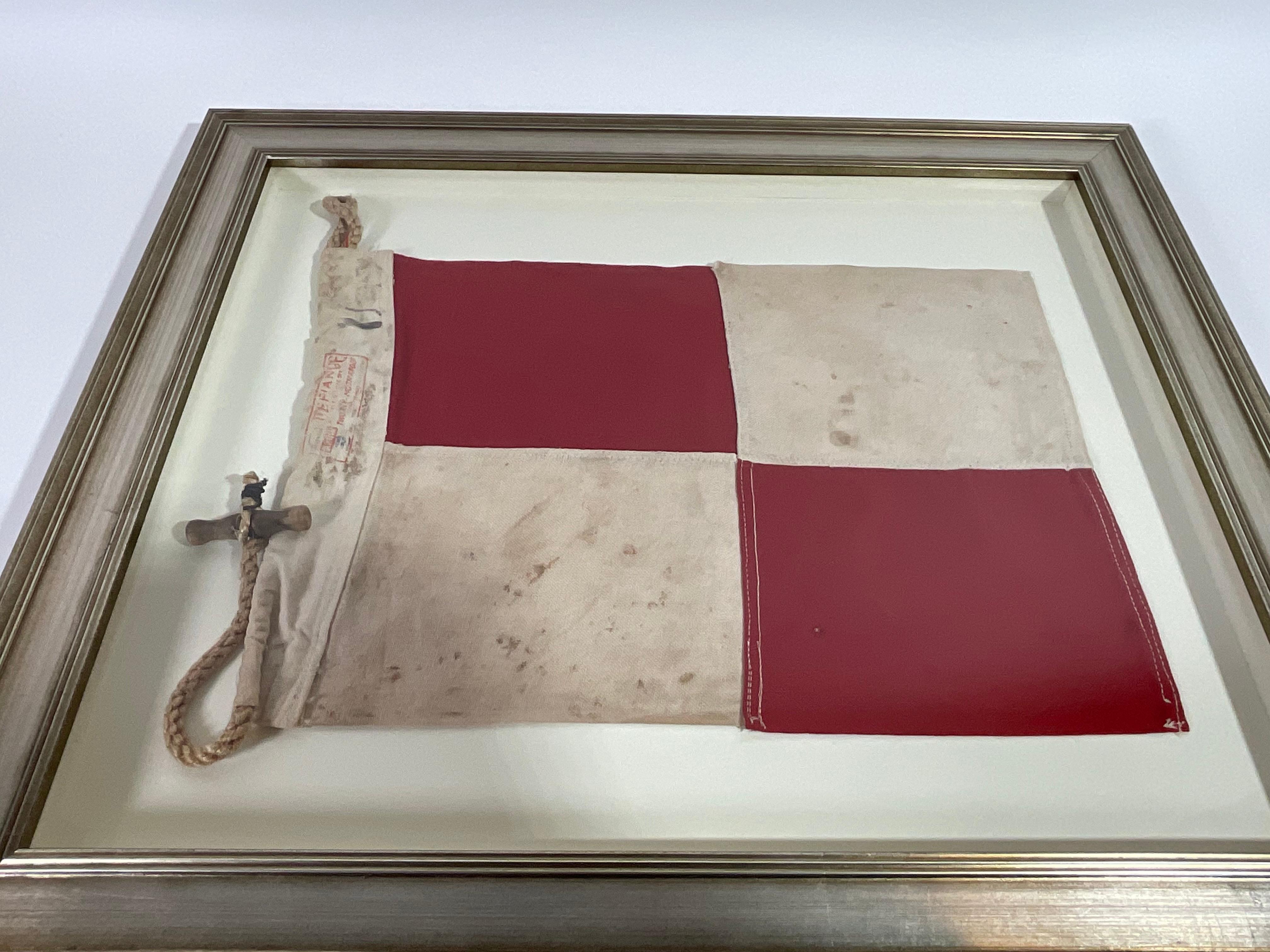 Vintage Nautical Signal Flag in Frame For Sale 1