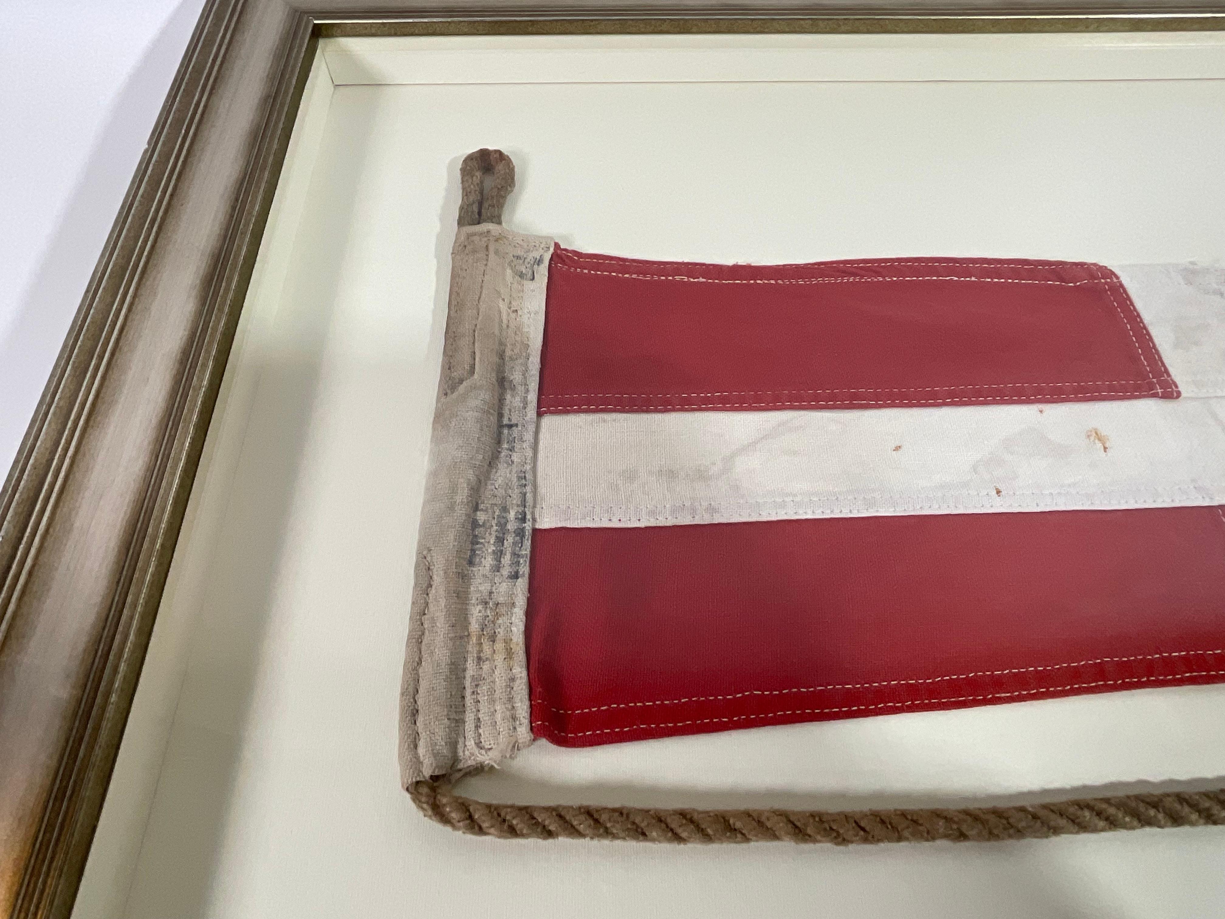 Vintage Nautical Signal Flag in Frame For Sale 1