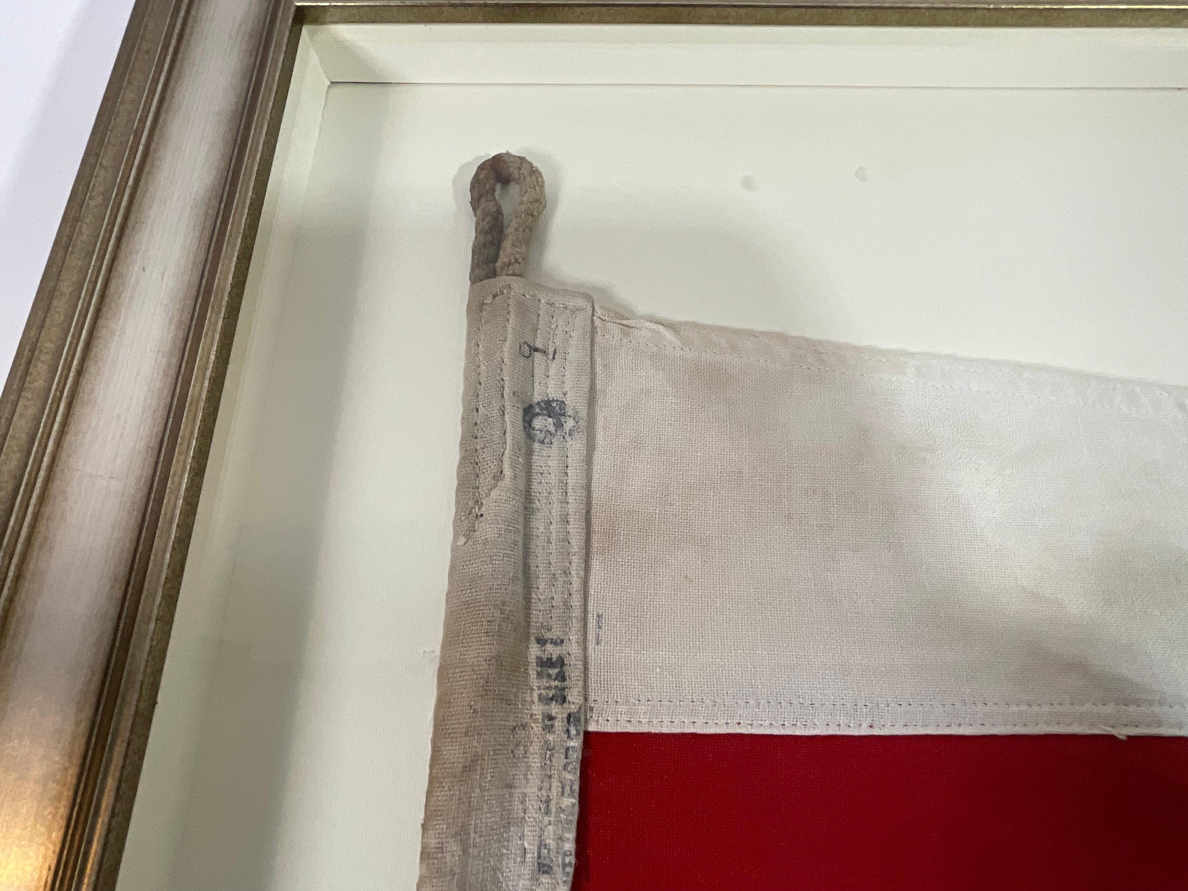 Vintage Nautical Signal Flag in Frame For Sale 3