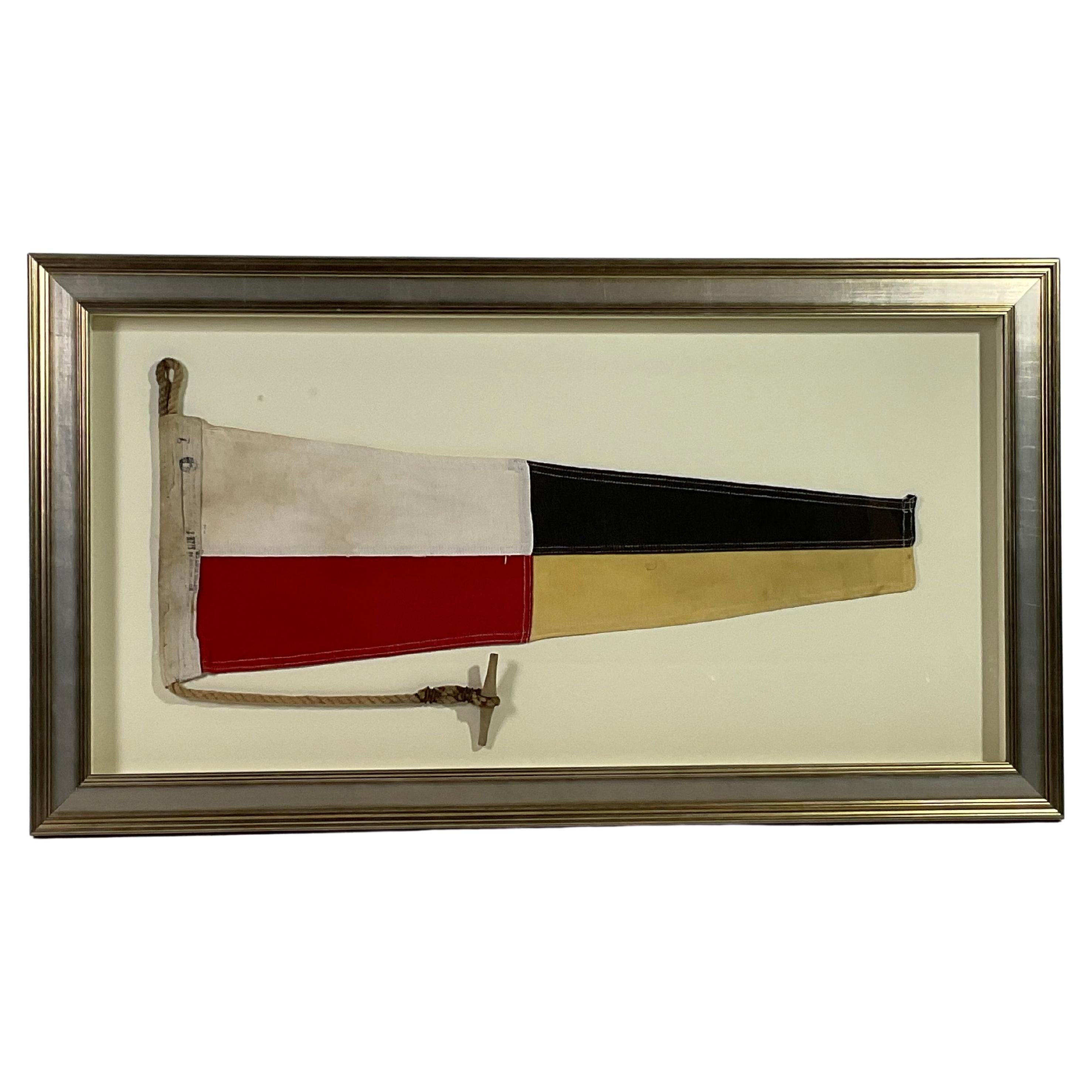 Vintage Nautical Signal Flag in Frame For Sale