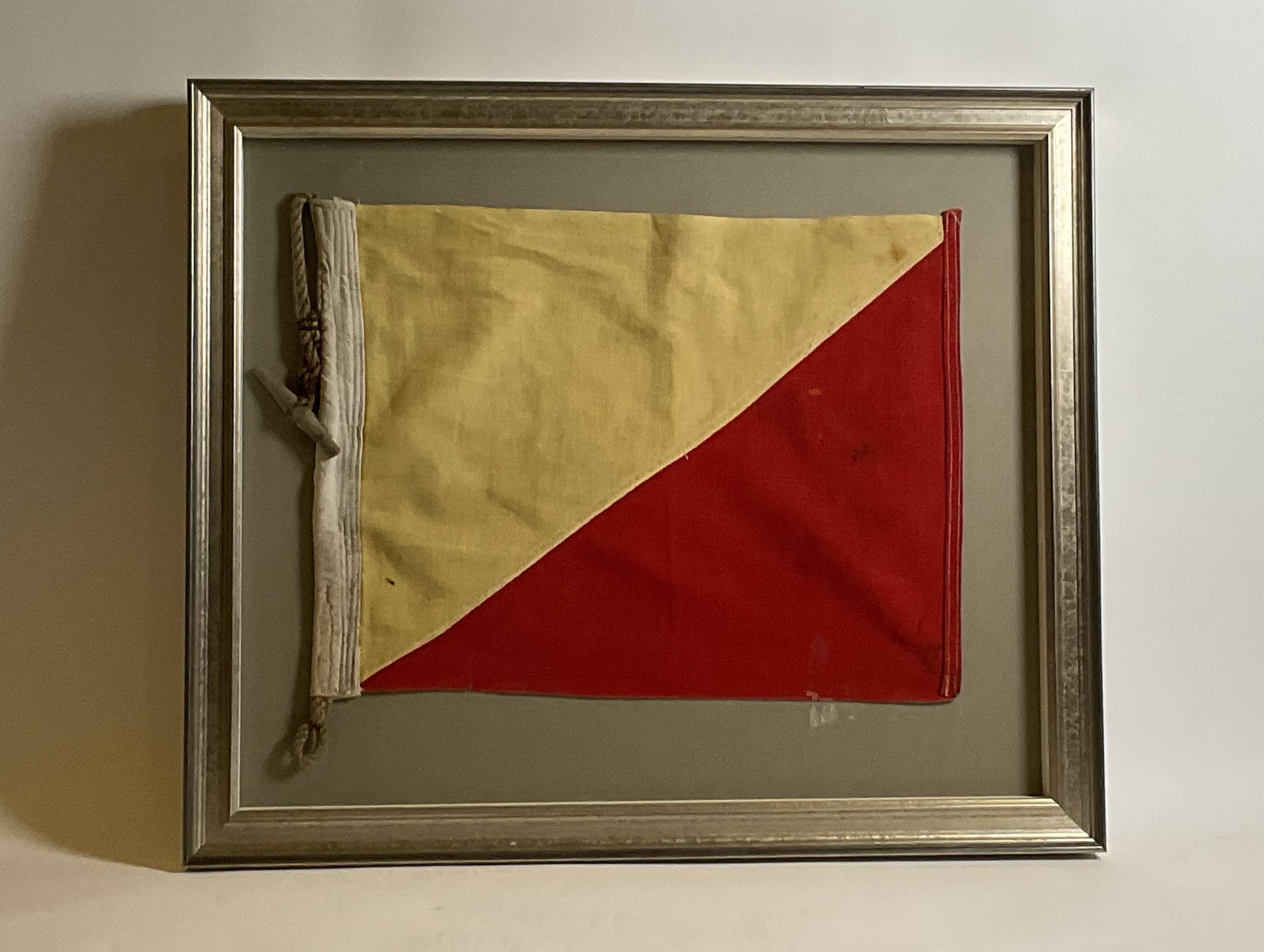 North American Vintage Nautical Signal Flag In Shadow Box Frame For Sale