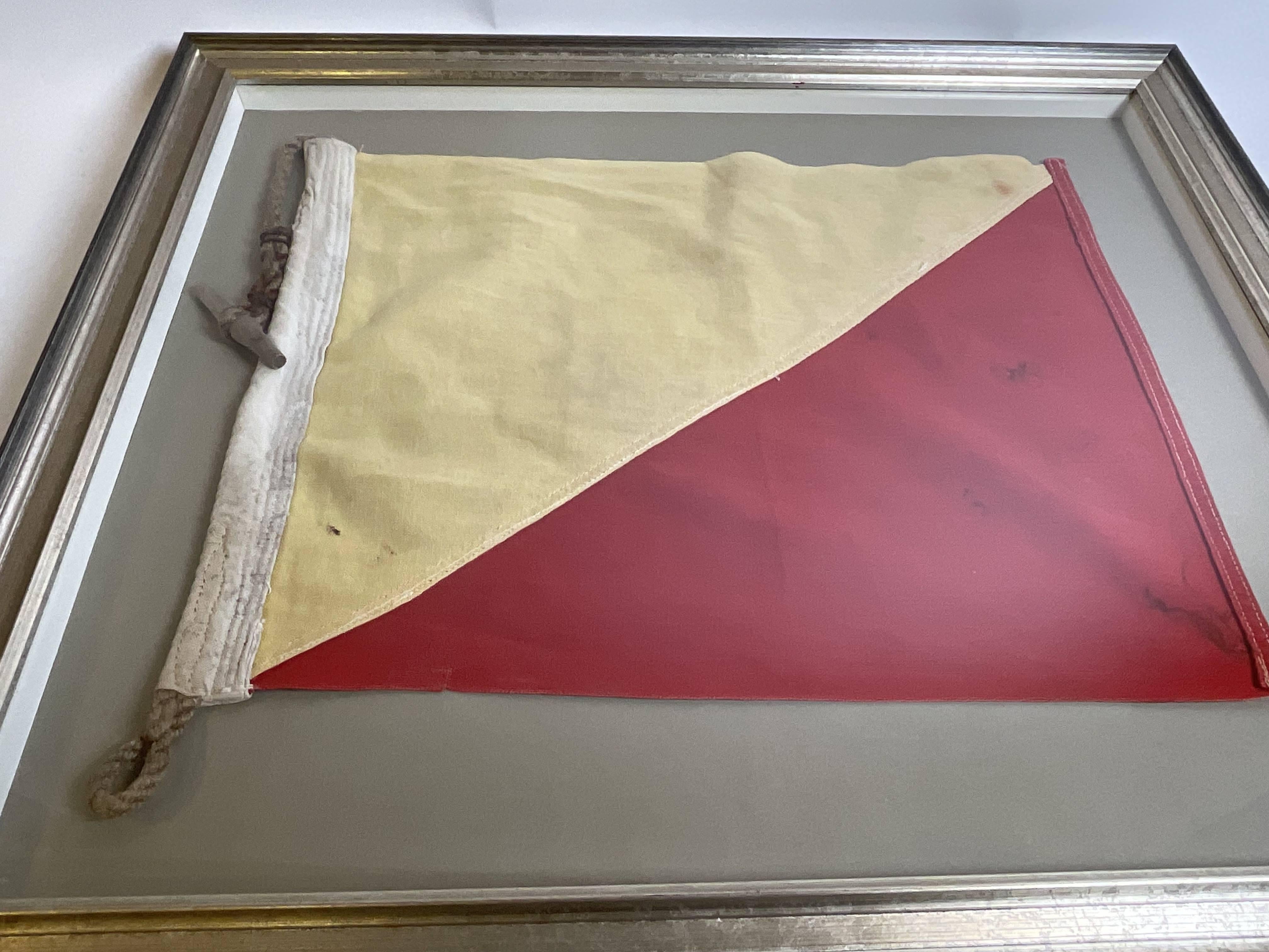 Vintage Nautical Signal Flag In Shadow Box Frame For Sale 1