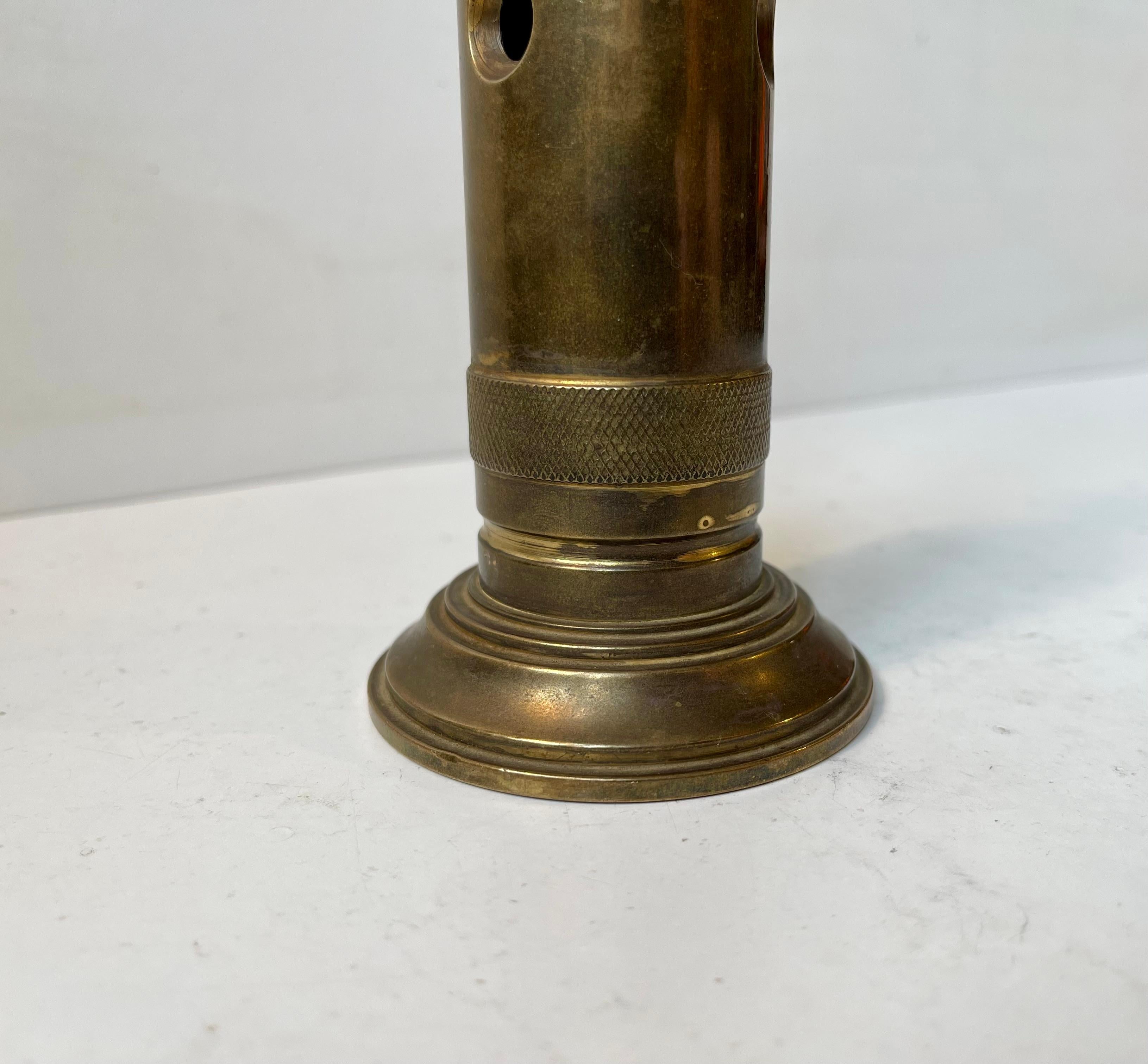 Scandinavian Vintage Nautical Steam Whistle Desk Cigar Cutter in Brass, 1930s