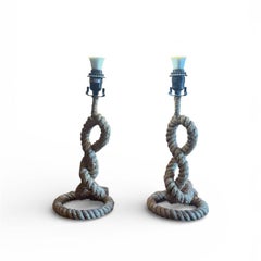 Vintage Nautical Style Rope Table Lamps - Pair