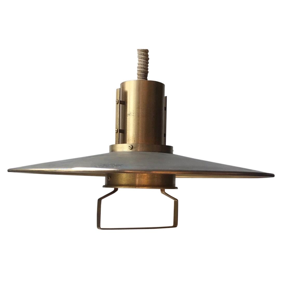 Vintage Nautical Suspension Ceiling Lamp in Brass by Vitrika, 1960s