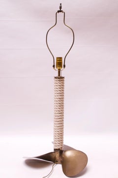 Vintage Nautical Table Lamp with Patinated Brass Boat Propeller Base