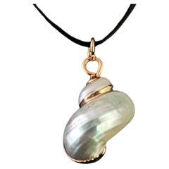 Vintage Nautilus shell pendant, 9k gold