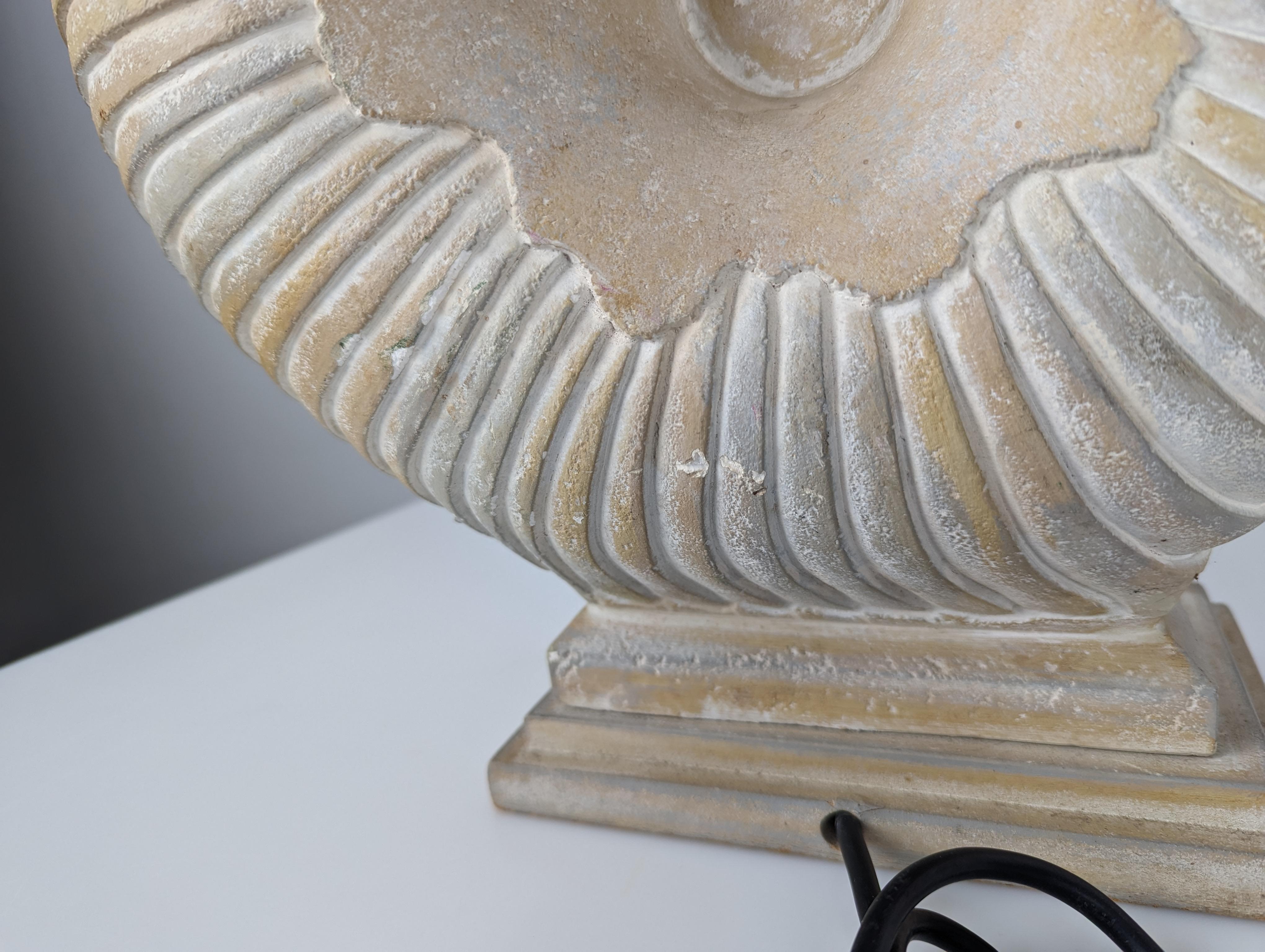 Plaster Vintage Nautilus Table Lamp Sealed and Dated 1980s