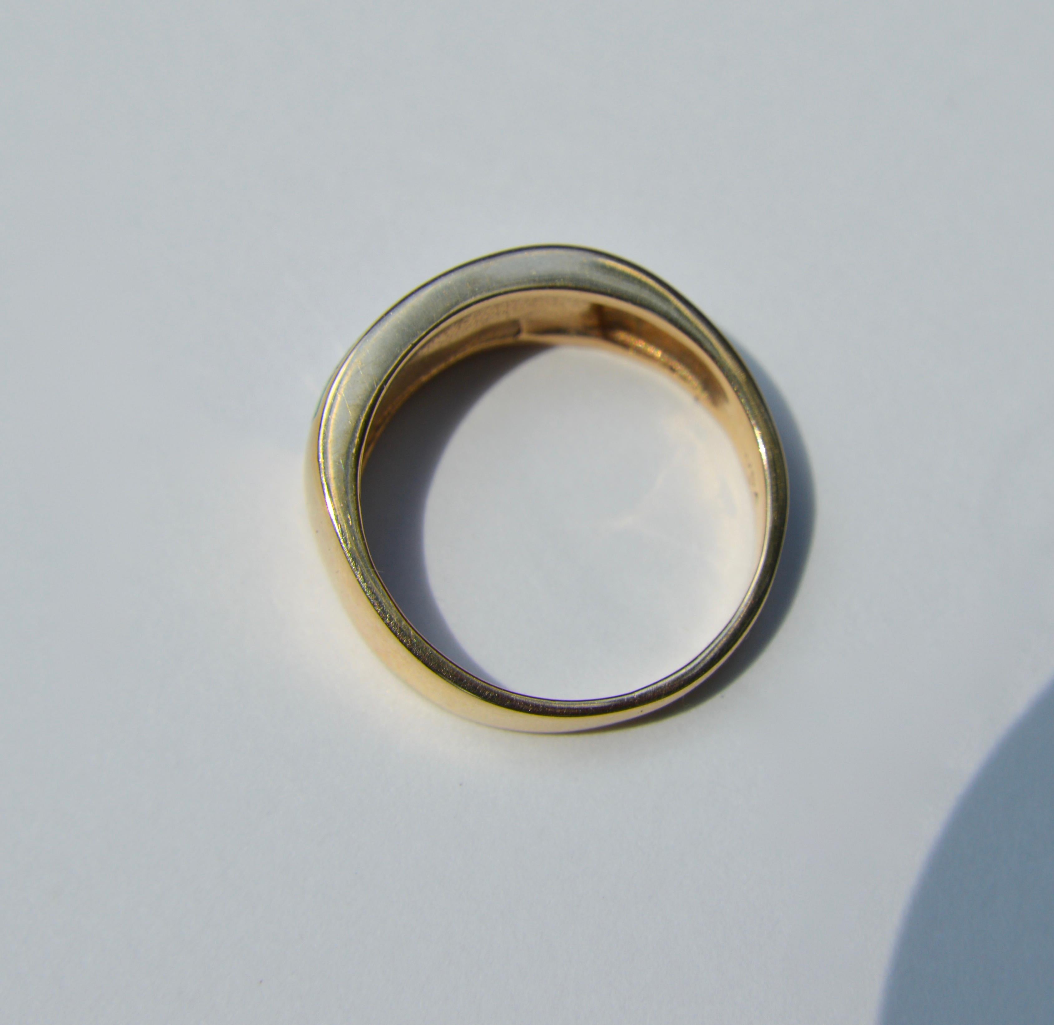 Native American Vintage Navajo 14 Karat Gold Black Opal Inlay Band Ring