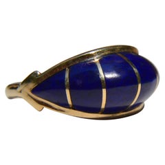 Vintage Navajo 14 Karat Gold Lapis Lazuli Dome Ring