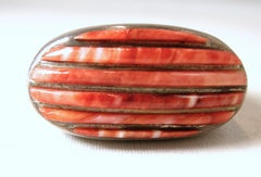 Vintage Navajo American Indian Carved Coral Sterling Ring
