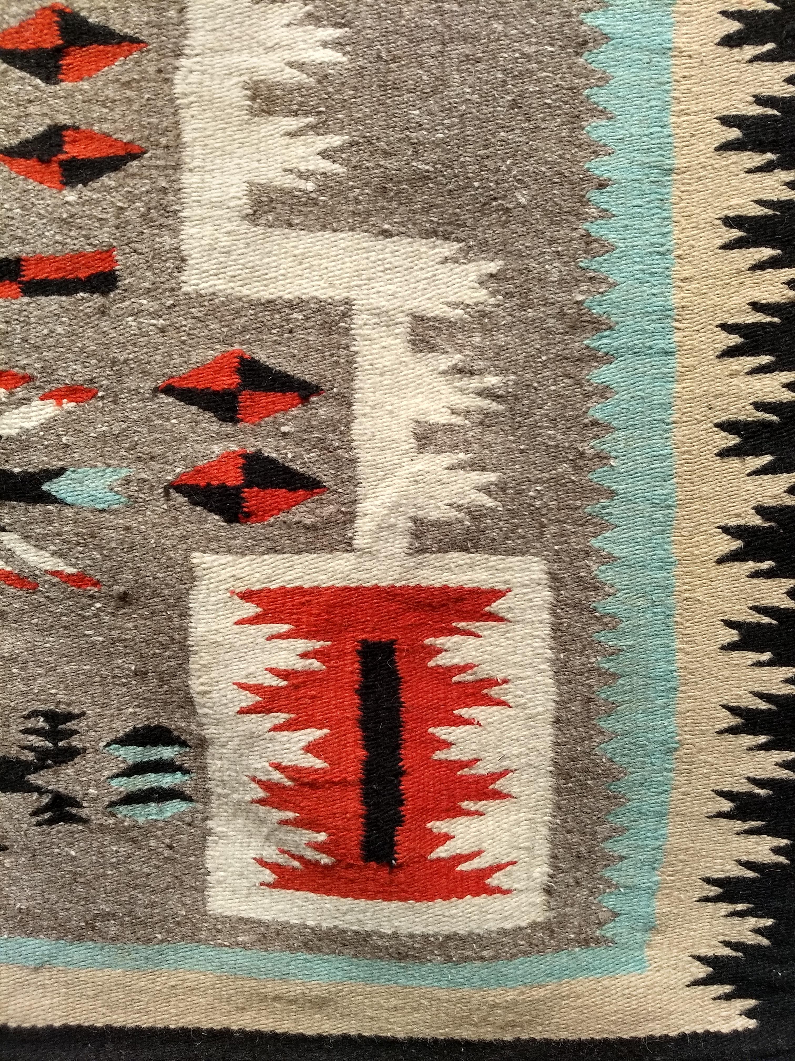 20th Century Vintage American Navajo Rug in Storm Warrior Design in turquoise, Pink, Magenta For Sale
