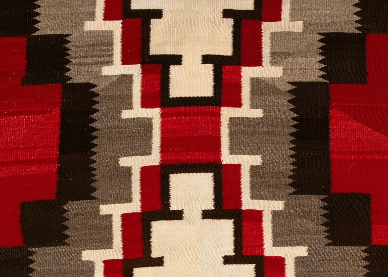 Vintage Navajo Area Rug with a Ganado Trading Post Design of Hand Spun Wool In Good Condition For Sale In Denver, CO