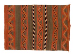 Vintage Navajo Banded Wool Serape Style Blanket, 19th Century, circa 1880-1900