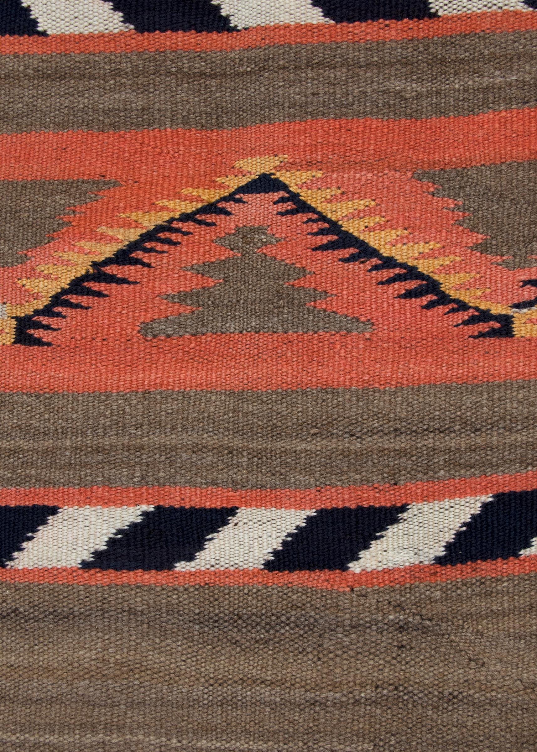 Native American Vintage Navajo Banded Wool Serape Style Blanket, 19th Century, circa 1880-1900