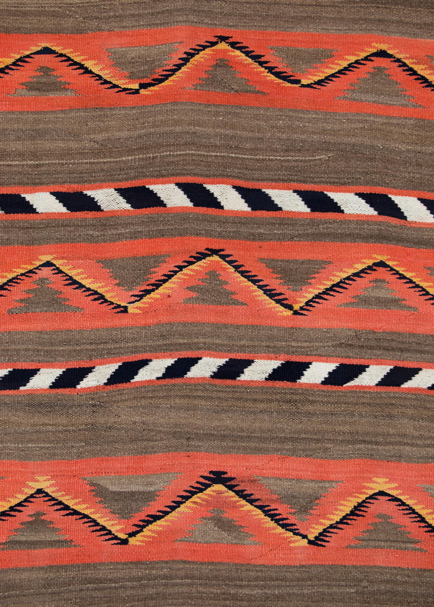 American Vintage Navajo Banded Wool Serape Style Blanket, 19th Century, circa 1880-1900