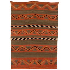 Vintage Navajo Banded Wool Serape Style Blanket, 19th Century, circa 1880-1900