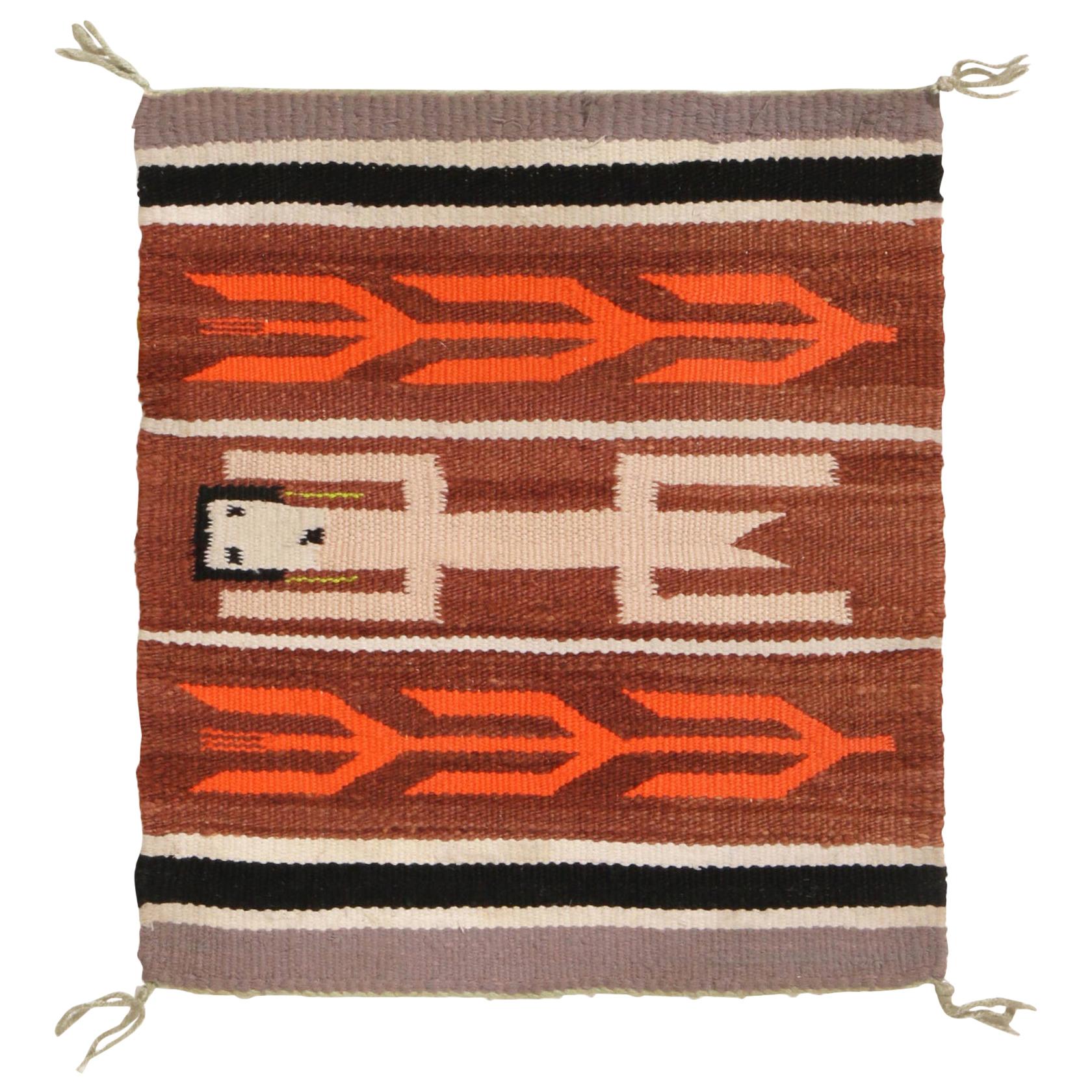 Vintage Navajo Beige Brown Geometric Wool Rug by Rug & Kilim
