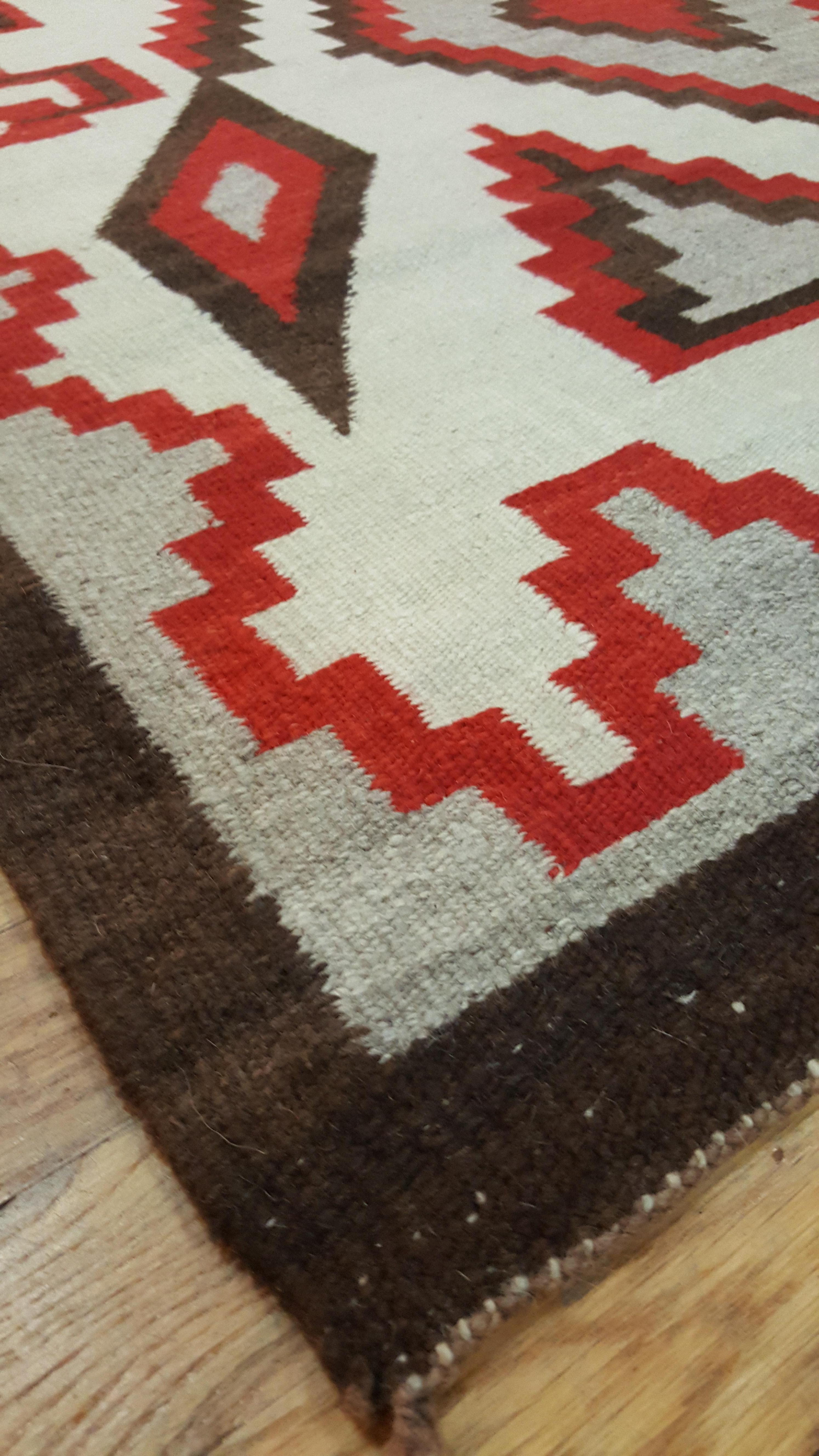 Vintage Navajo Carpet, Oriental Rug, Handmade Wool Rug, Red, Black, Ivory, Bold In Excellent Condition In Port Washington, NY