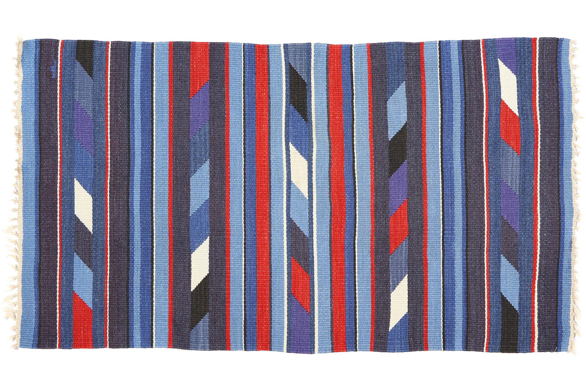 Chimayo Rio Grande Deckenteppich im Navajo-Stil mit Bändern im Vintage-Stil im Angebot 3