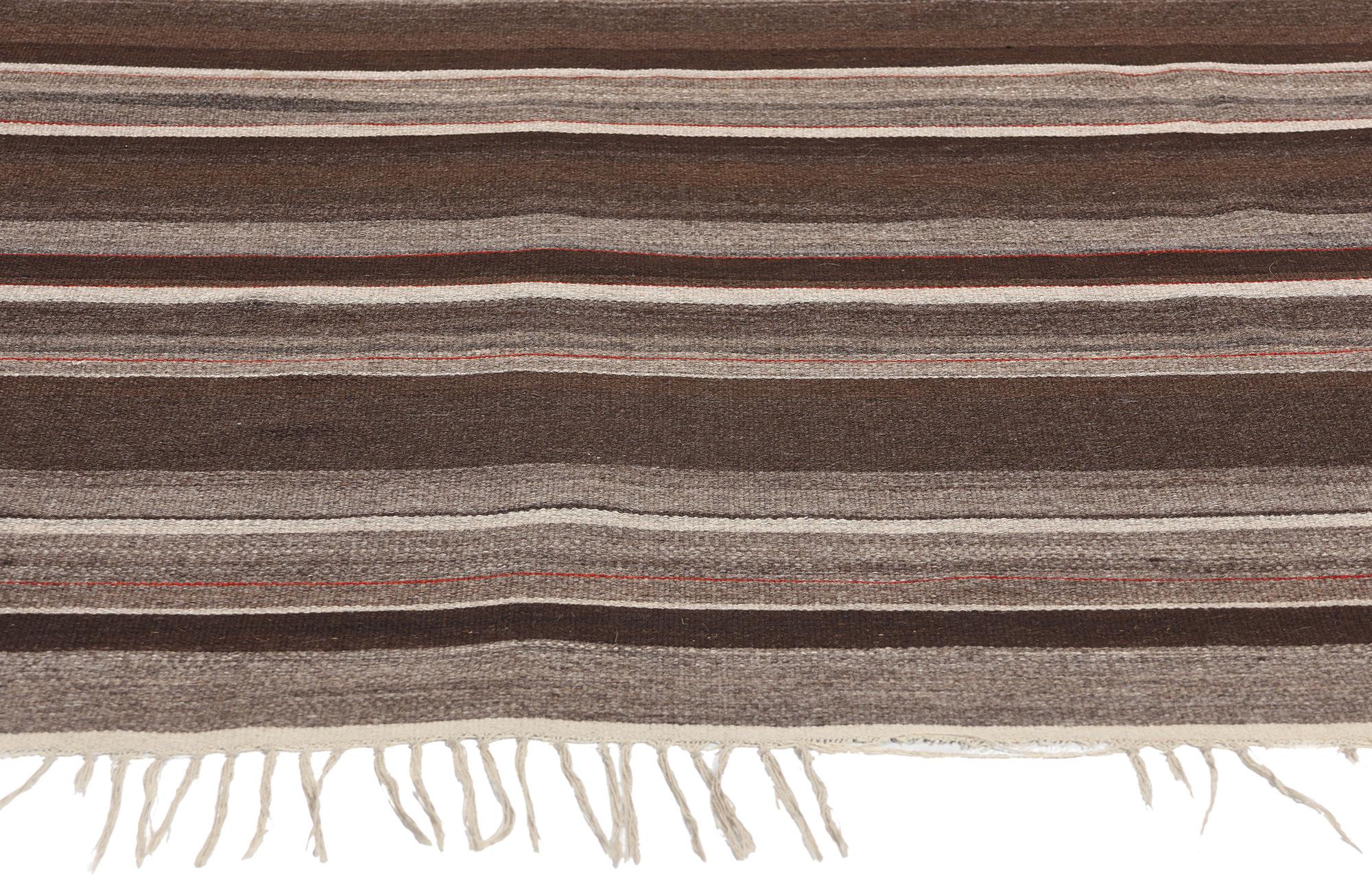 Chimayo Rio Grande Deckenteppich im Navajo-Stil mit Bändern im Vintage-Stil (Handgewebt) im Angebot