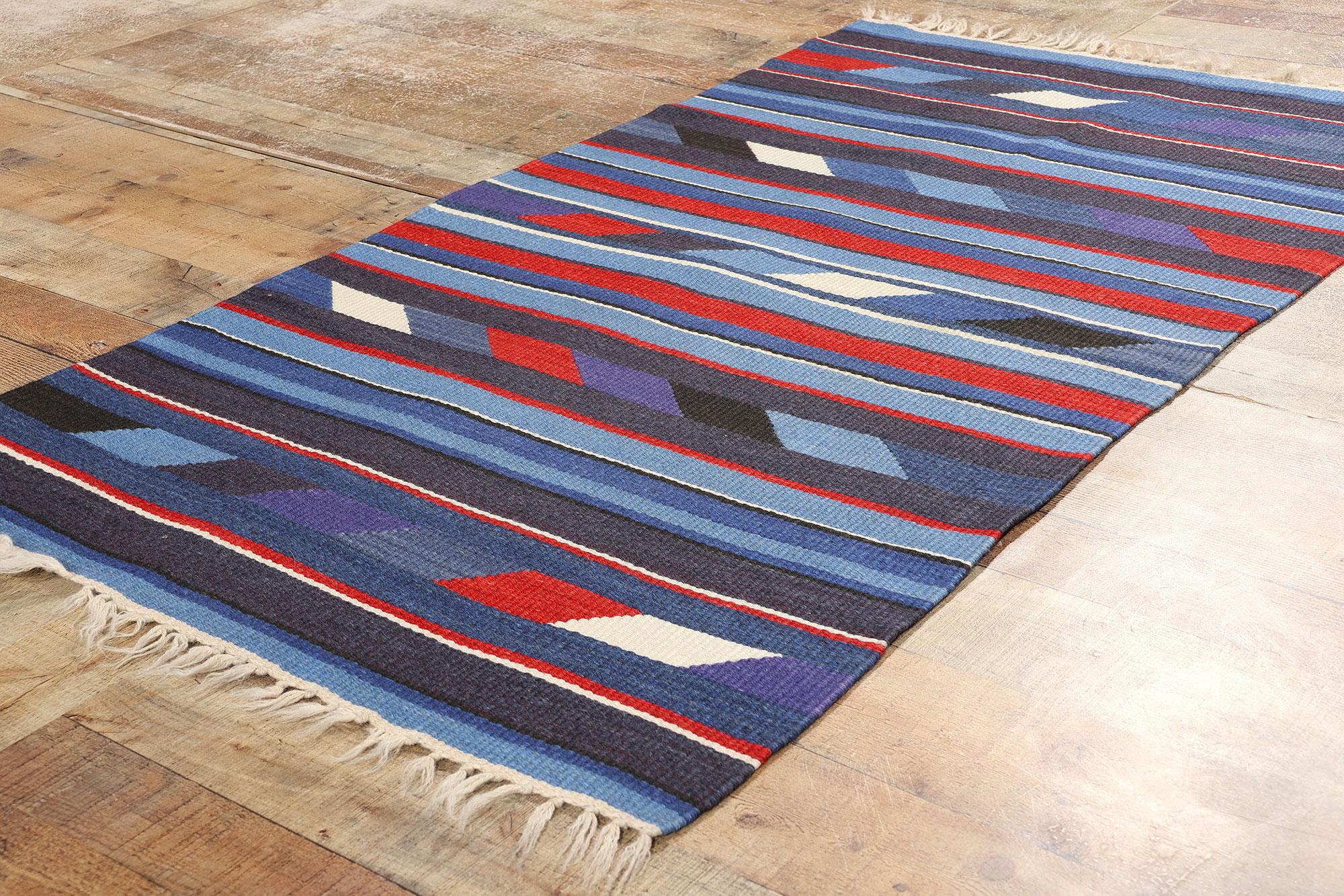 Chimayo Rio Grande Deckenteppich im Navajo-Stil mit Bändern im Vintage-Stil (Wolle) im Angebot
