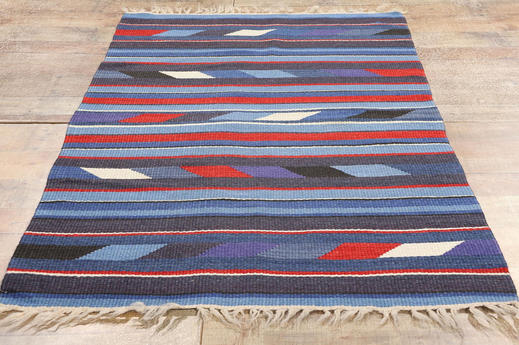 Chimayo Rio Grande Deckenteppich im Navajo-Stil mit Bändern im Vintage-Stil im Angebot 1