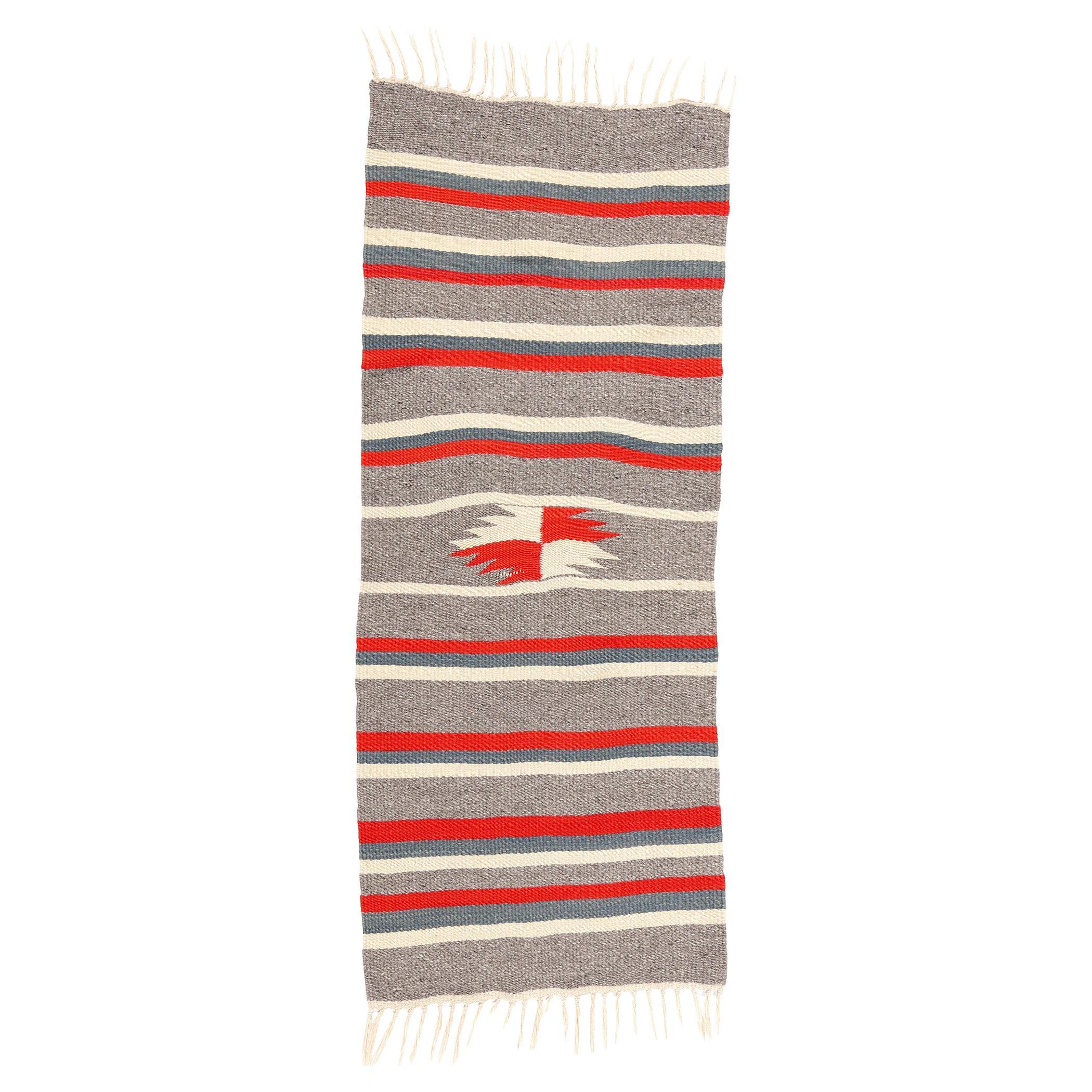 Chimayo Rio Grande Deckenteppich im Navajo-Stil mit Bändern im Vintage-Stil