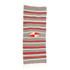 Vintage Navajo Chimayo Rio Grande Banded Blanket Rug