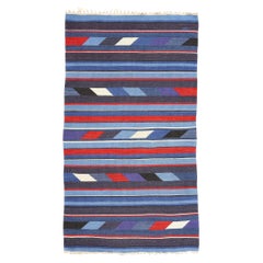 Vintage Navajo Chimayo Rio Grande Banded Blanket Rug