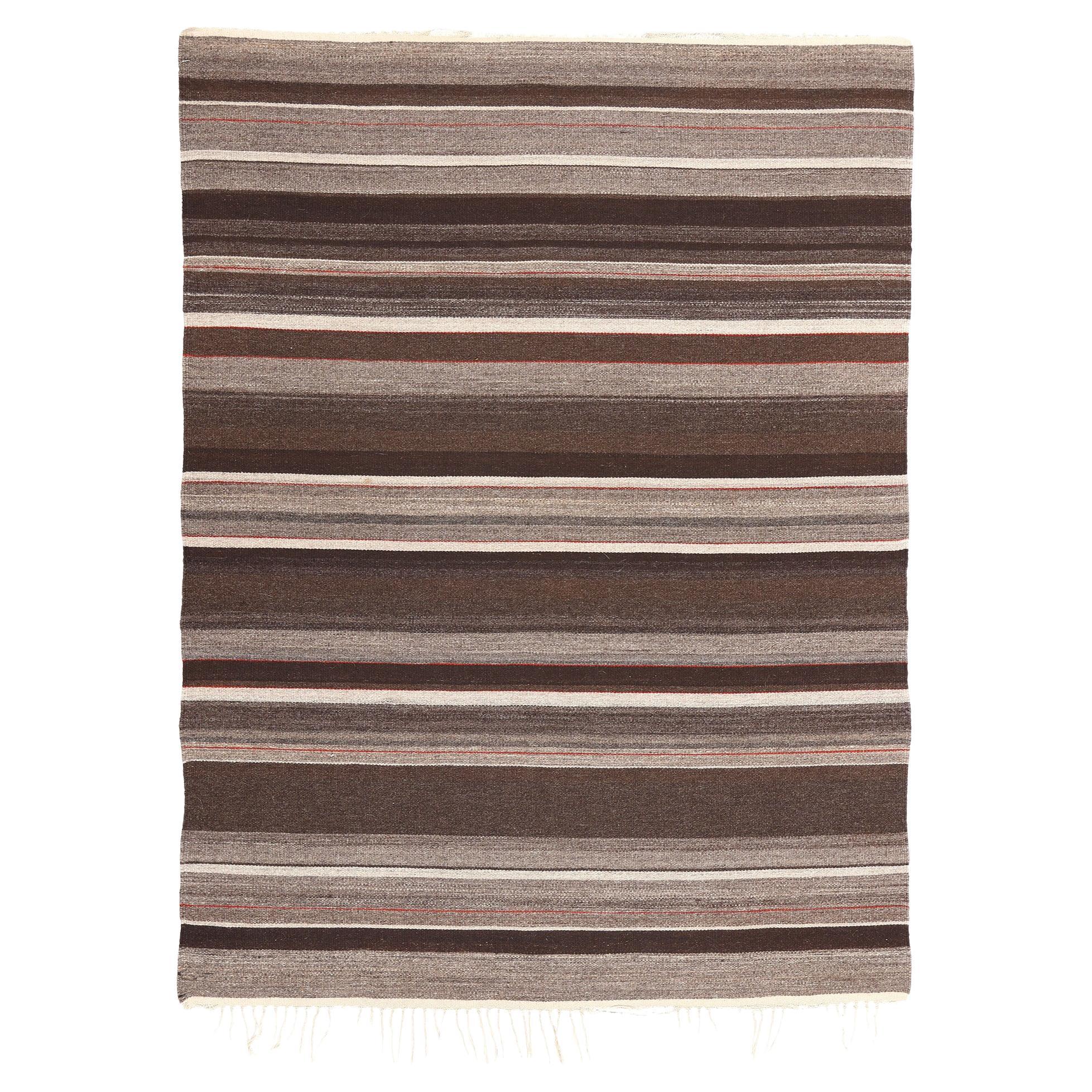 Chimayo Rio Grande Deckenteppich im Navajo-Stil mit Bändern im Vintage-Stil