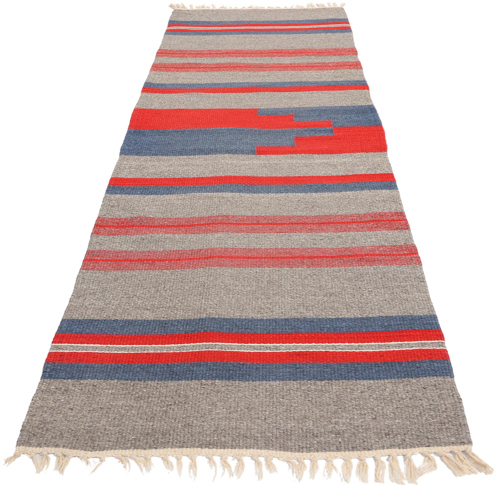 Alfombra de rayas estilo navajo vintage Chimayo Río Grande Runner Navajo en venta