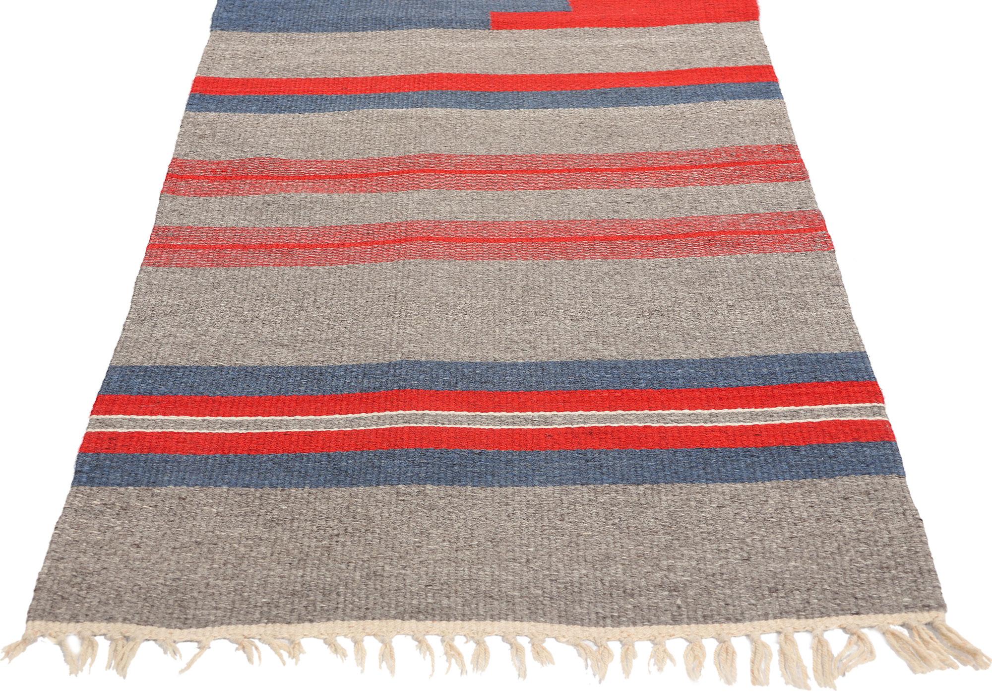 Alfombra de rayas estilo navajo vintage Chimayo Río Grande Runner Estadounidense en venta