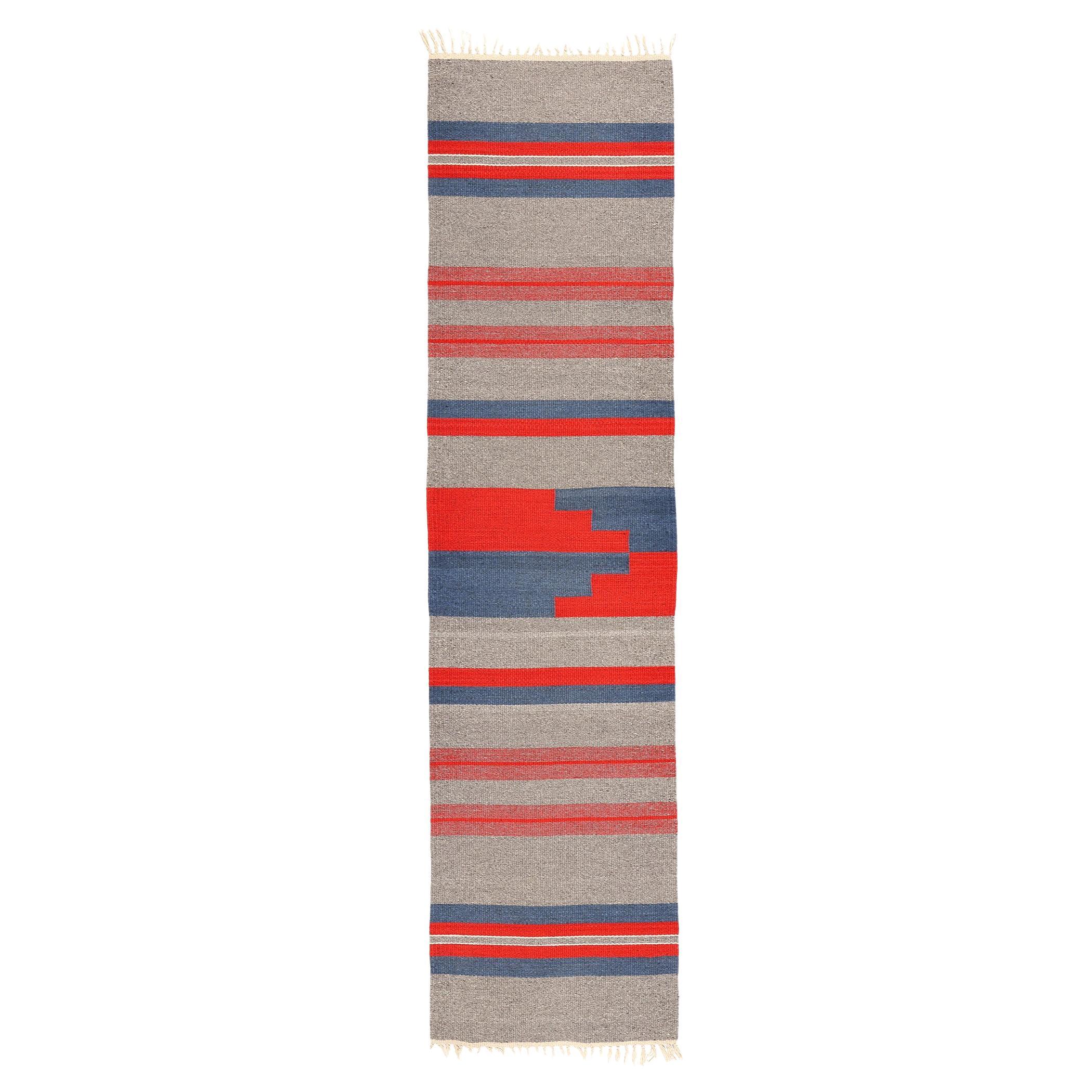 Chimayo Rio Grande Deckenteppich im Navajo-Stil mit Bändern, Vintage