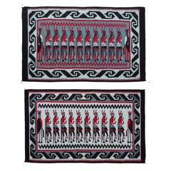 Vintage Navajo Design Non Identical Pair Rug Human Hand woven Wool Tapestry 5x8