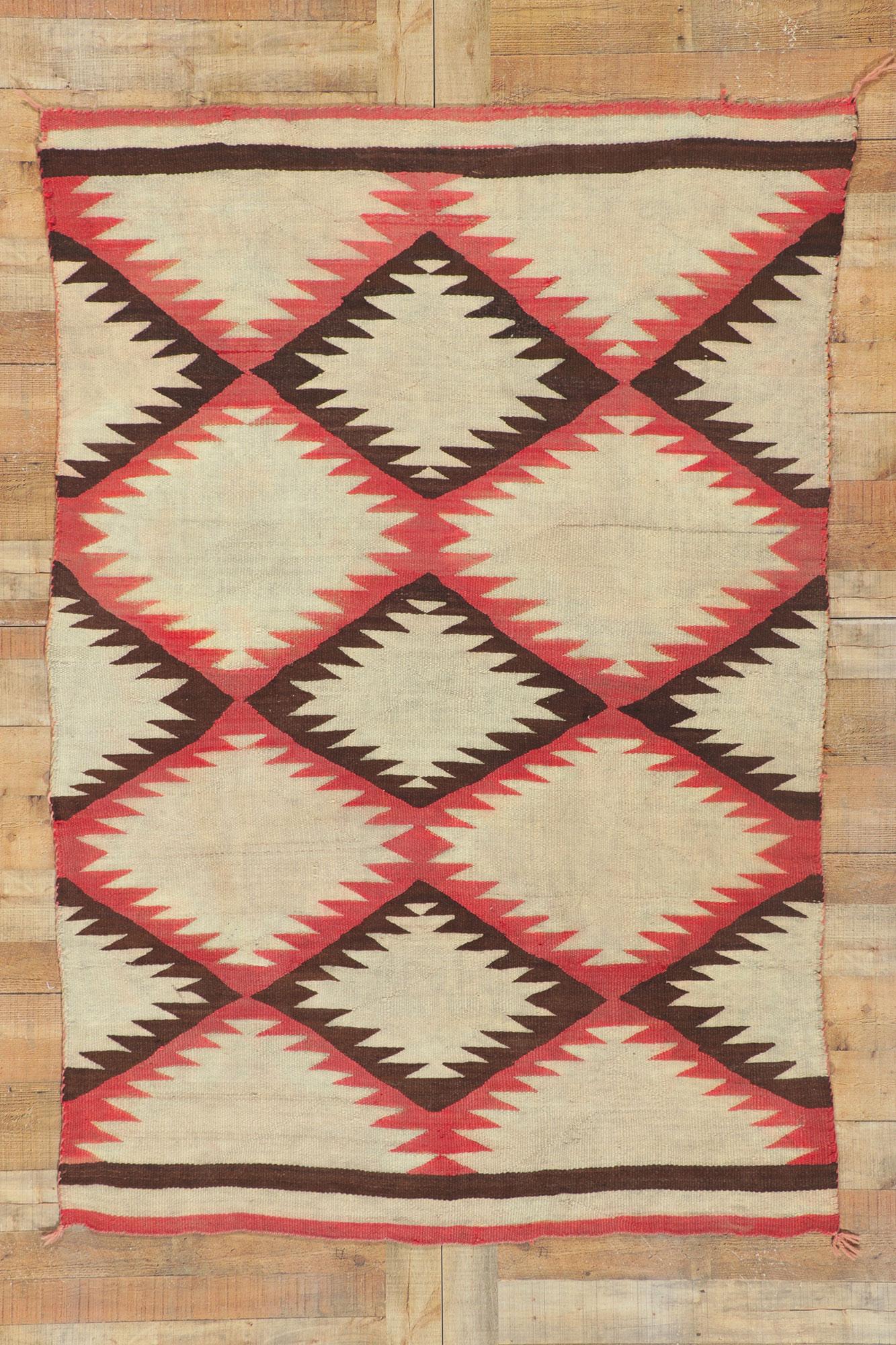 Hand-Woven Vintage Navajo Eye Dazzler Rug with Native American Style For Sale