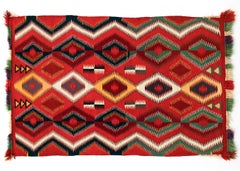 Vintage Navajo Germantown Blanket, circa 1890, Red Field Eye-Dazzler Pattern