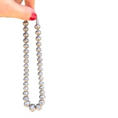 Vintage Navajo Handmade Sterling Silver Graduated Navajo Pearl Necklace