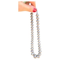 Vintage Navajo Handmade Sterling Silver Graduated Navajo Pearl Necklace