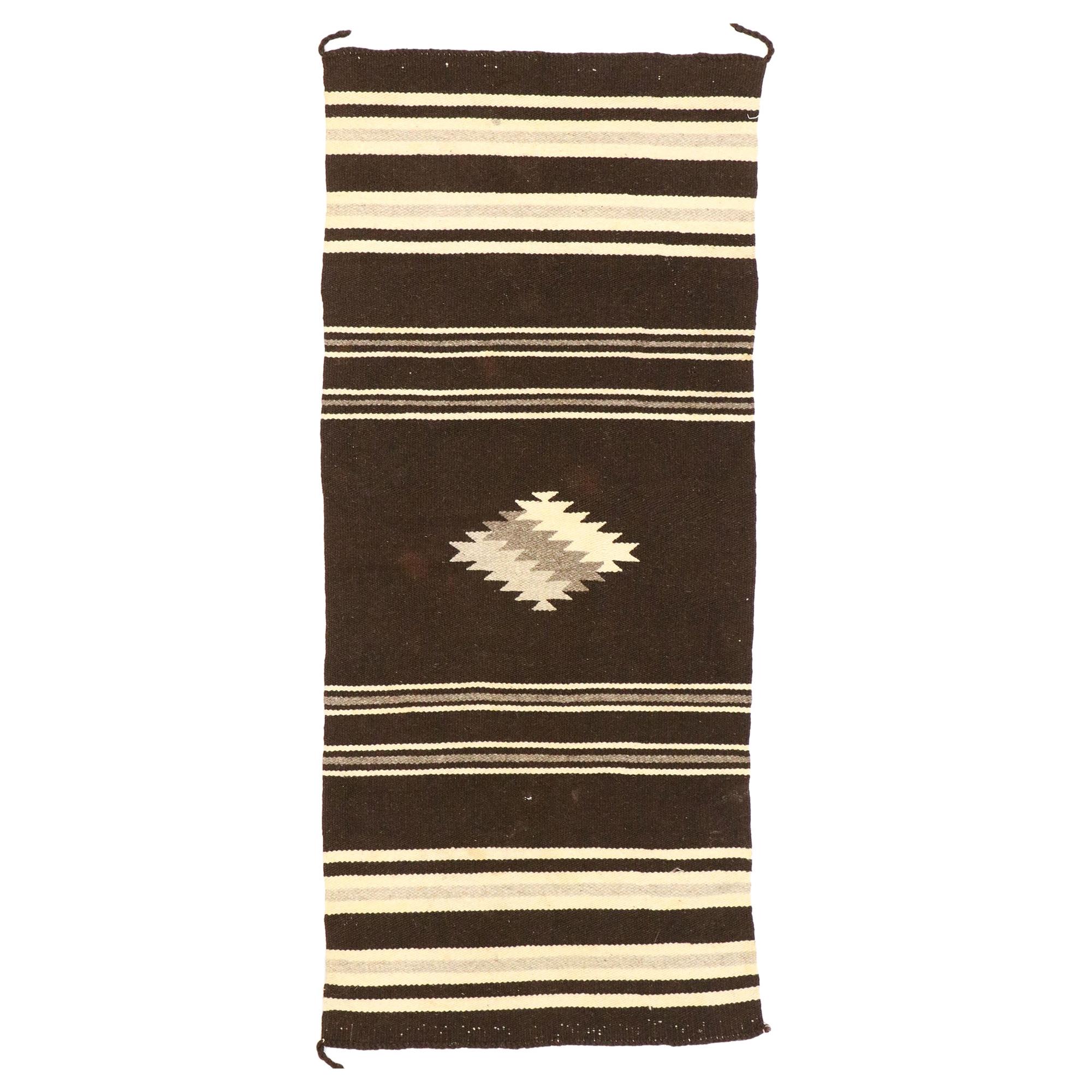 Vintage Navajo Kilim Rug with Native American Style and Two Grey Hills Vibes