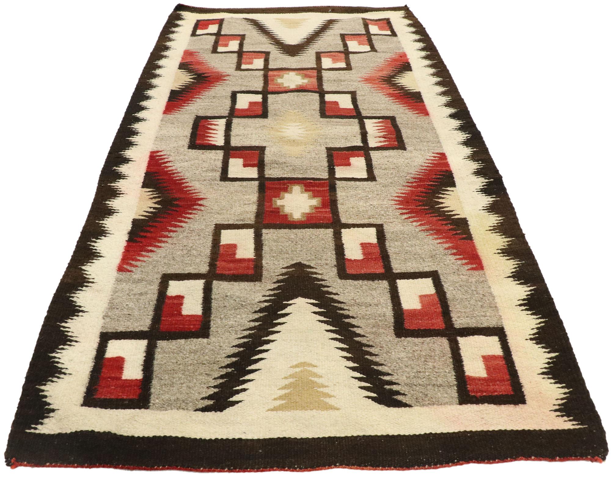 Navajo-Kilim-Teppich mit Two Grey Hills im Vintage-Stil (amerikanisch) im Angebot