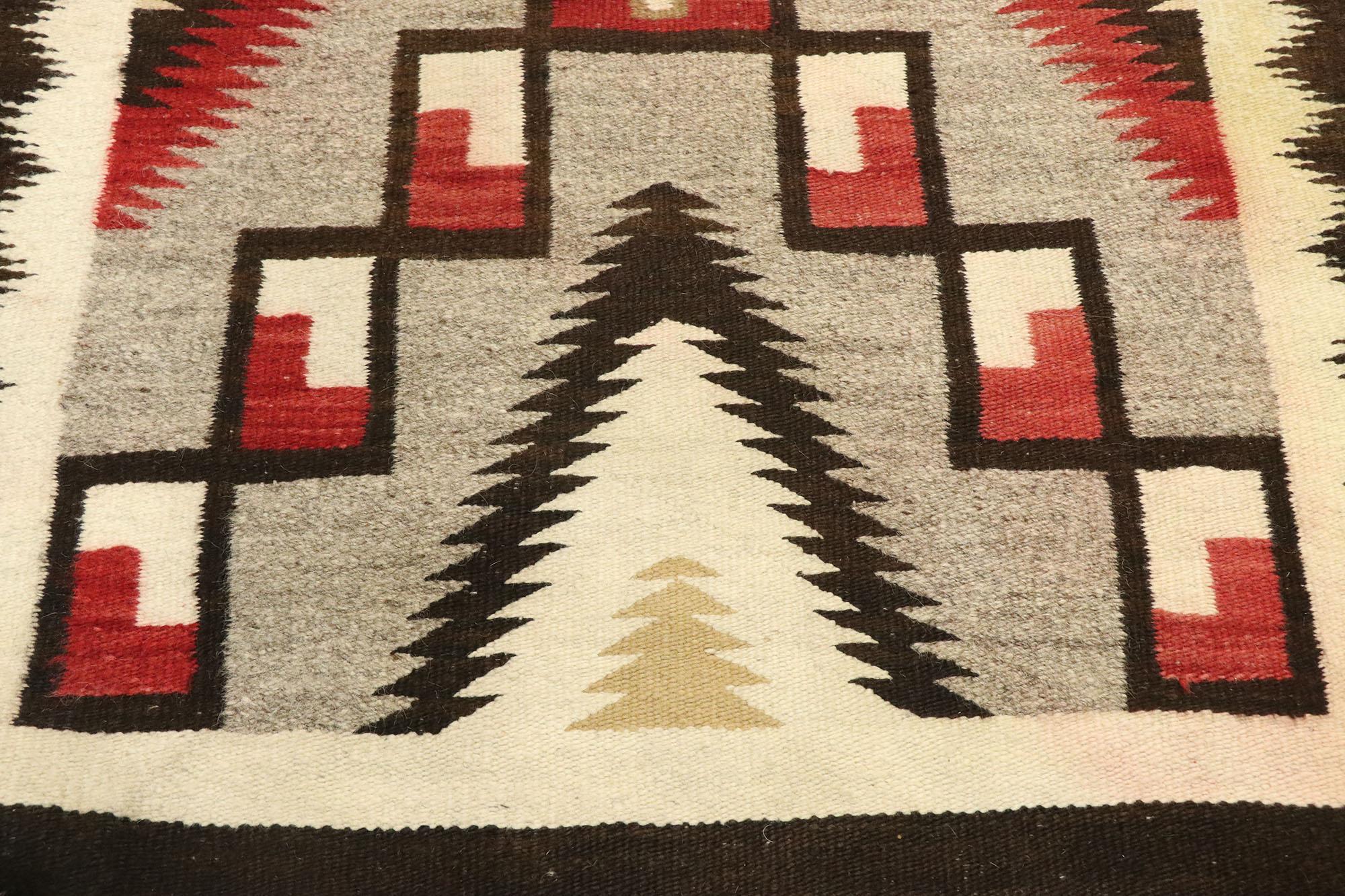 American Vintage Navajo Kilim Rug with Two Grey Hills Style For Sale