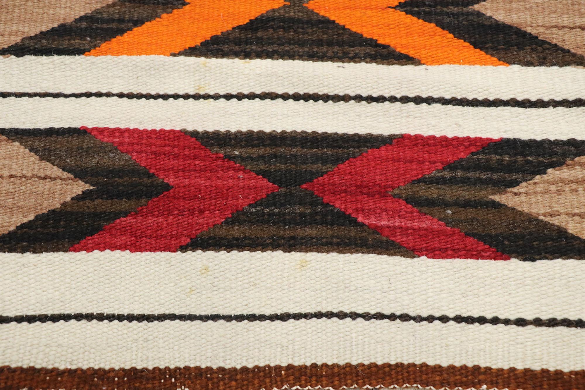 Hand-Woven Vintage Navajo Kilim Rug with Two Grey Hills Style For Sale