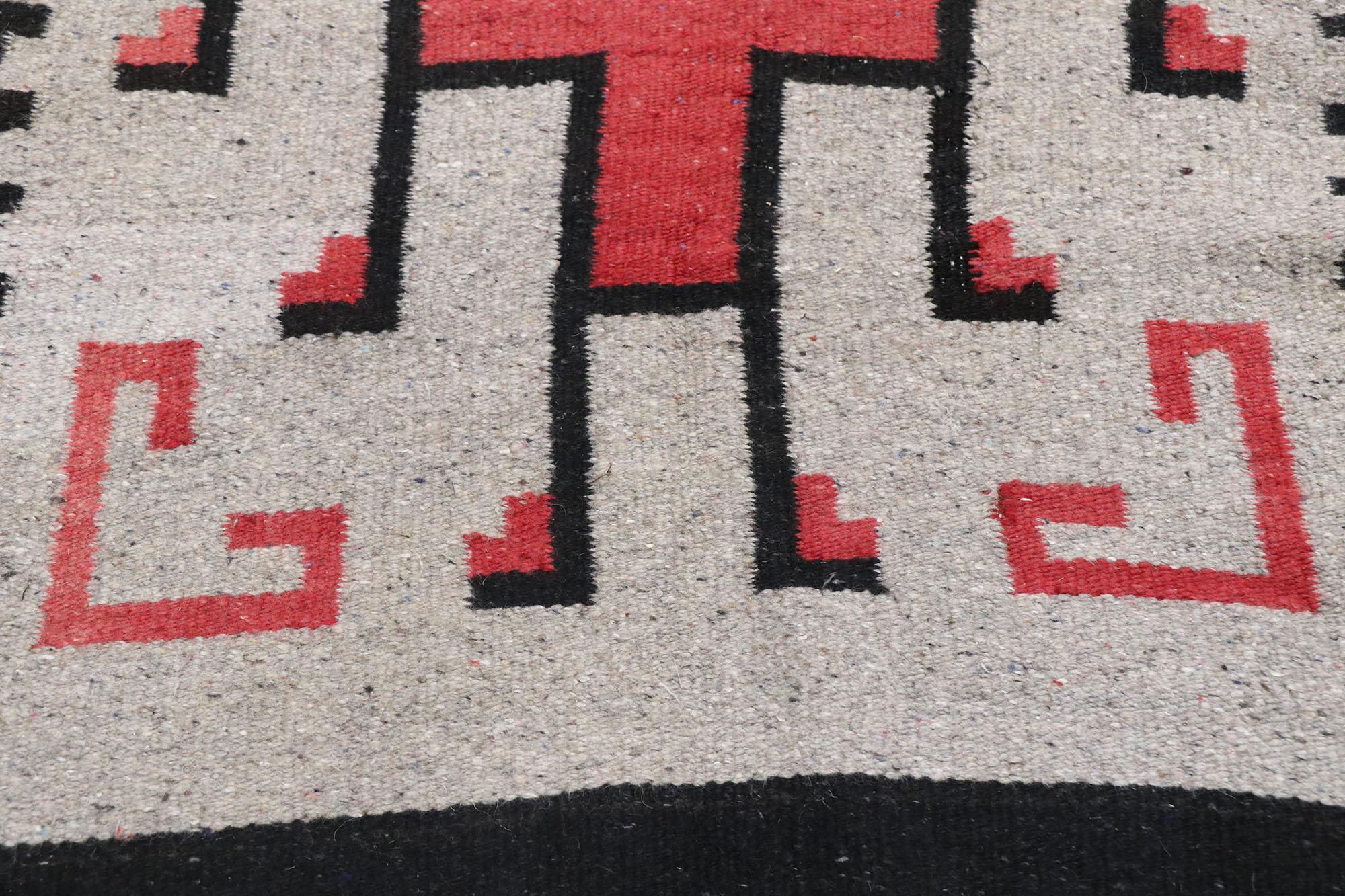 Hand-Woven Vintage Navajo Kilim Rug with Two Grey Hills Style For Sale