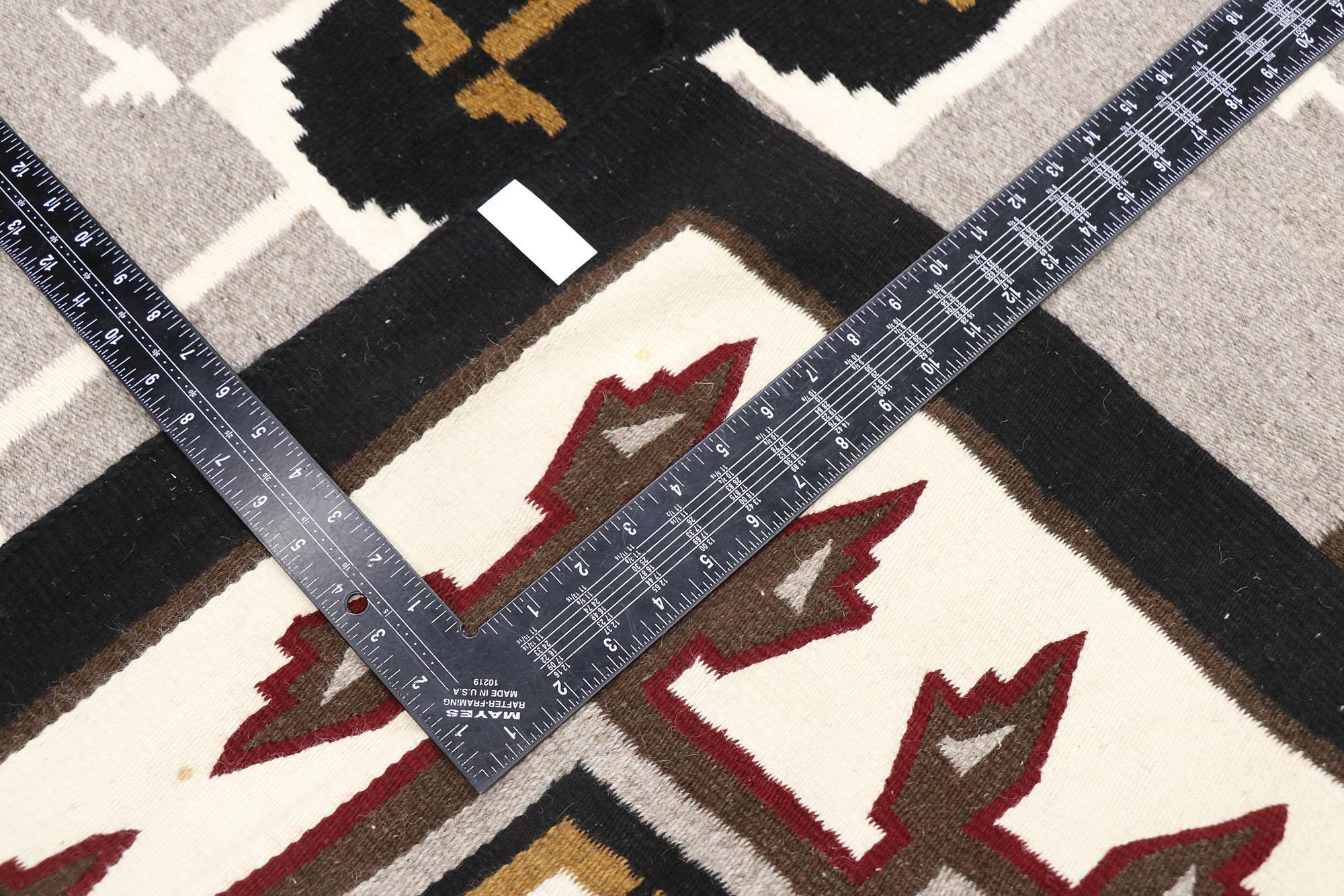 Hand-Woven Vintage Navajo Kilim Rug with Two Grey Hills Style For Sale