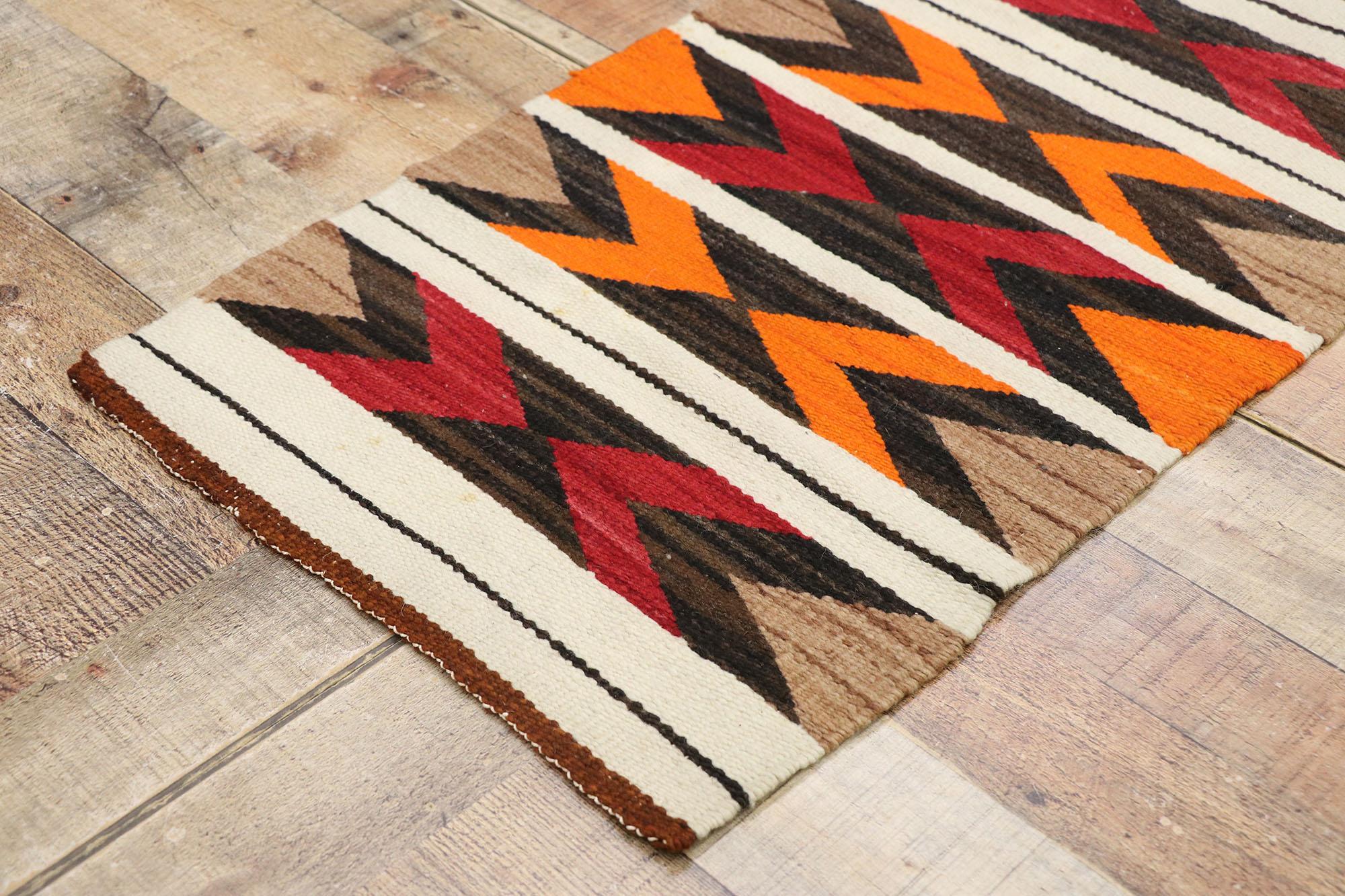 20th Century Vintage Navajo Kilim Rug with Two Grey Hills Style For Sale